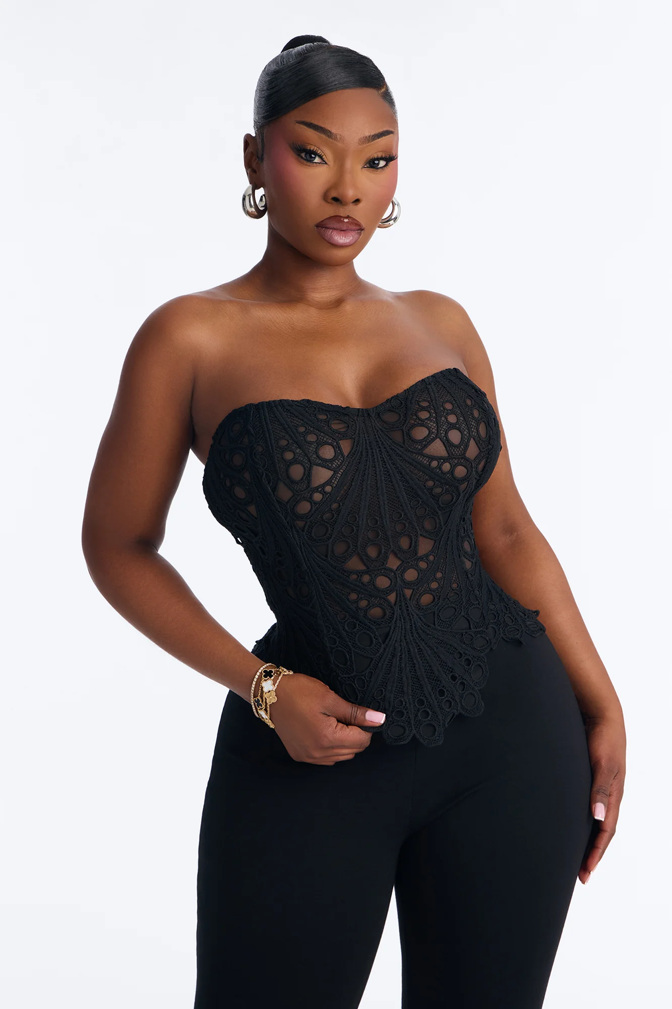Salt Air Therapy Ombre Eyelet Corset - Black - Image 6