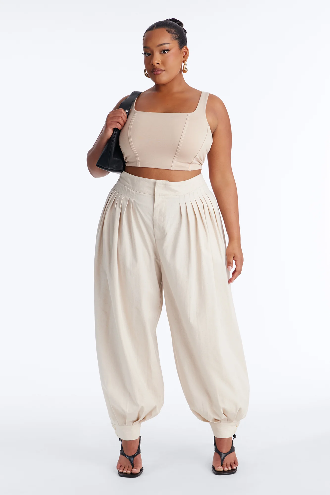 Samantha High Waisted Balloon Jogger Pant 30″ - Natural - Image 4