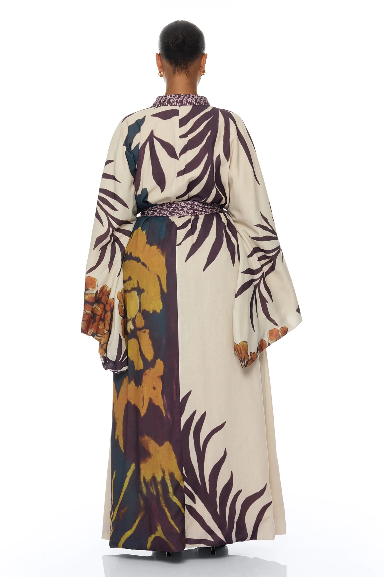 Samira Tie Waist Linen Maxi Dress - Taupe/combo - Image 10