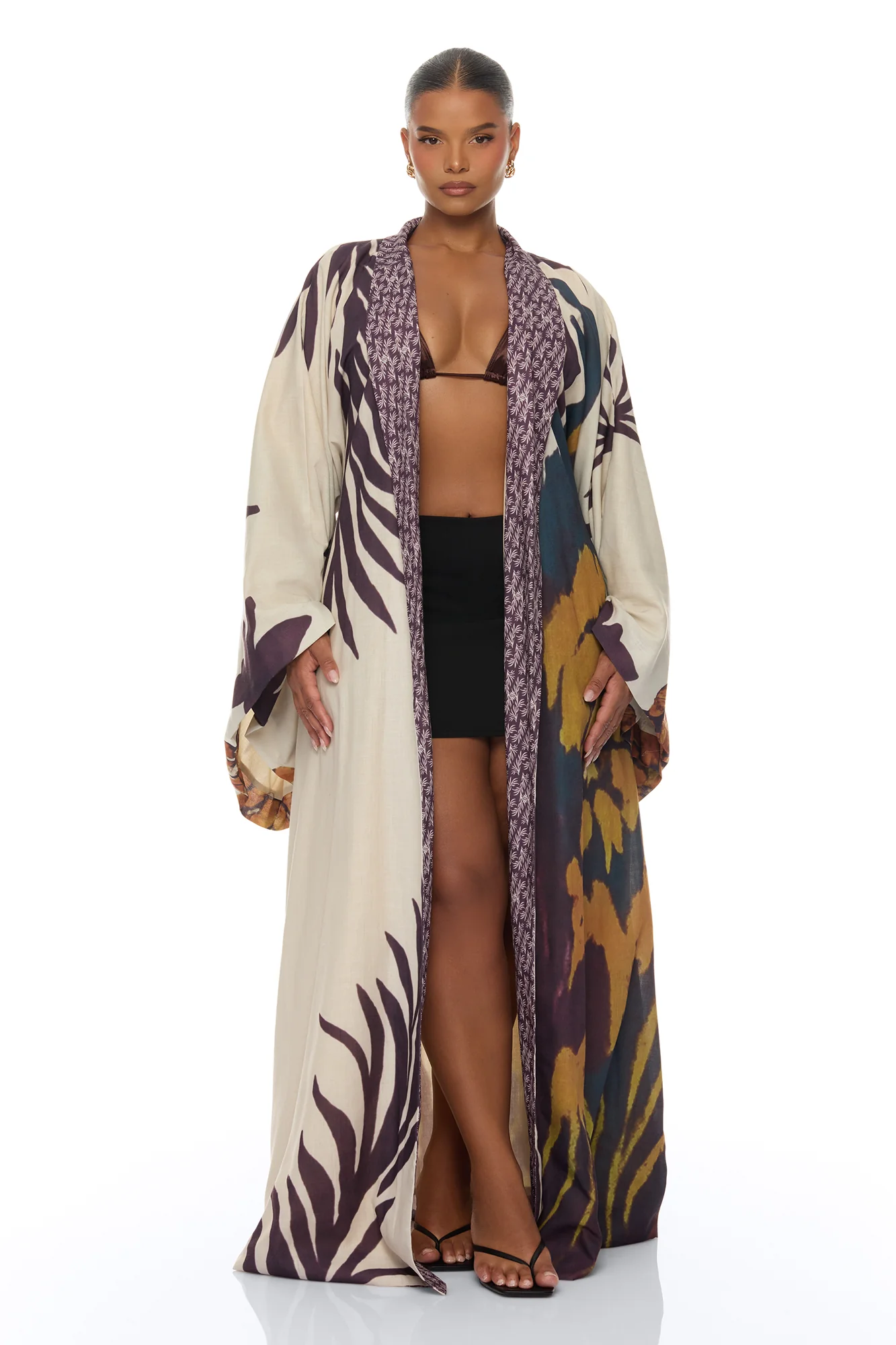 Samira Tie Waist Linen Maxi Dress - Taupe/combo - Image 8