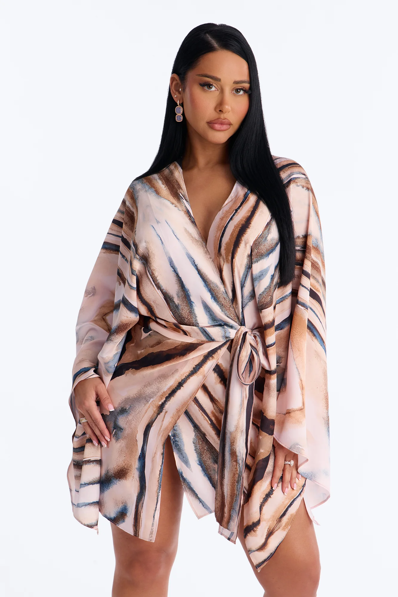 Samira Wrap Satin Mini Dress - Mauve/combo - Image 2