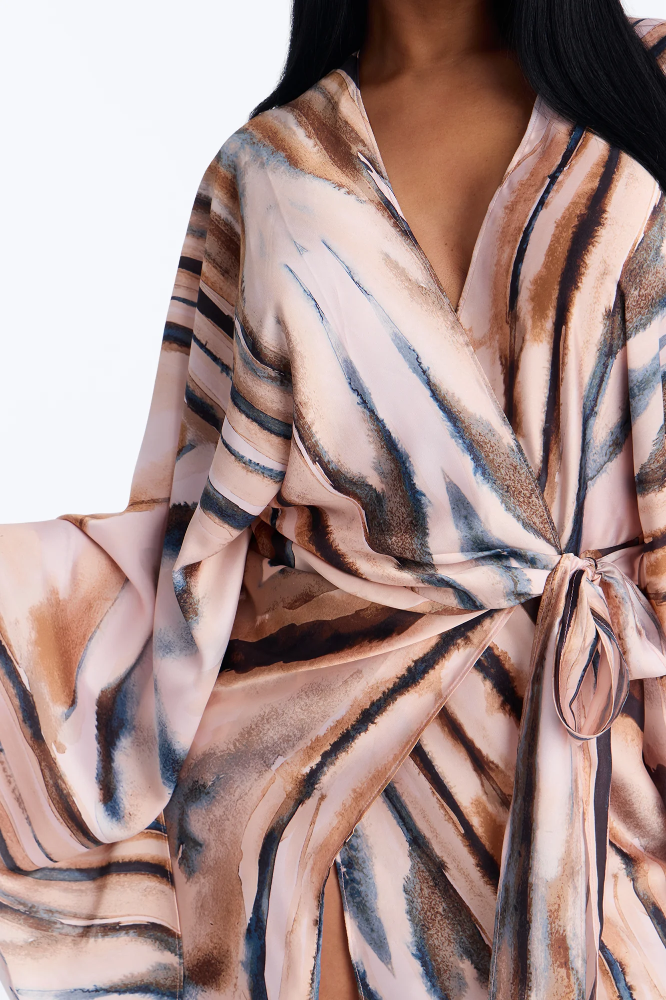 Samira Wrap Satin Mini Dress - Mauve/combo - Image 3