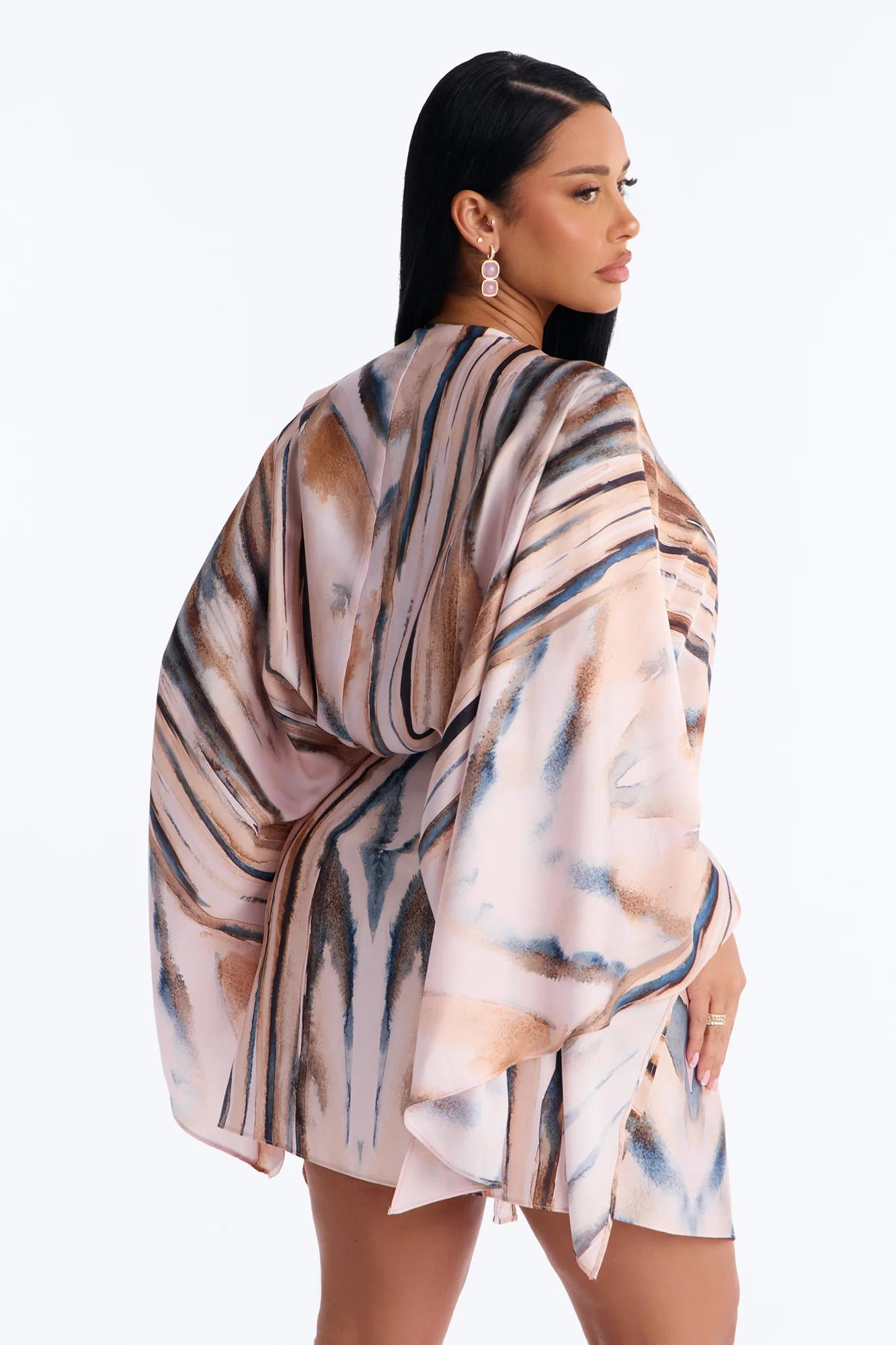 Samira Wrap Satin Mini Dress - Mauve/combo - Image 4