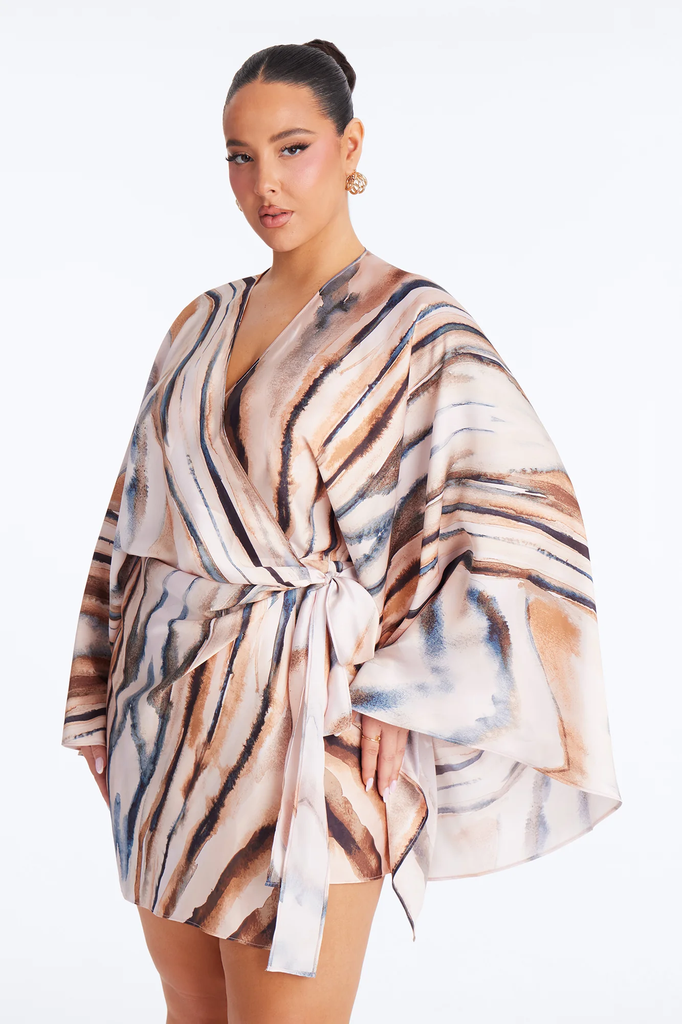 Samira Wrap Satin Mini Dress - Mauve/combo - Image 5