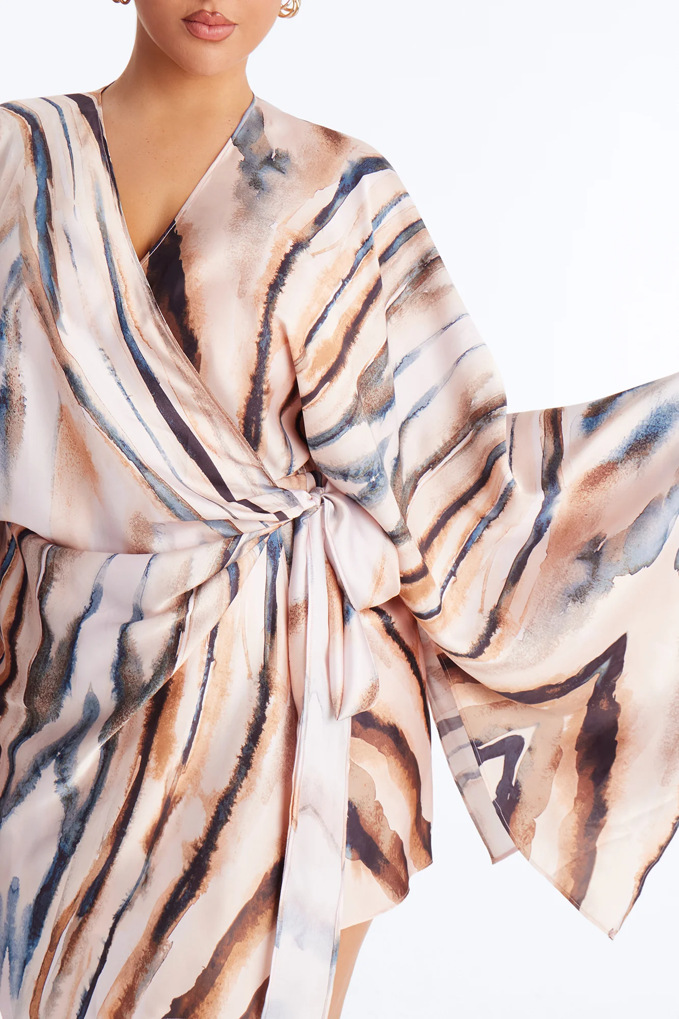 Samira Wrap Satin Mini Dress - Mauve/combo - Image 7