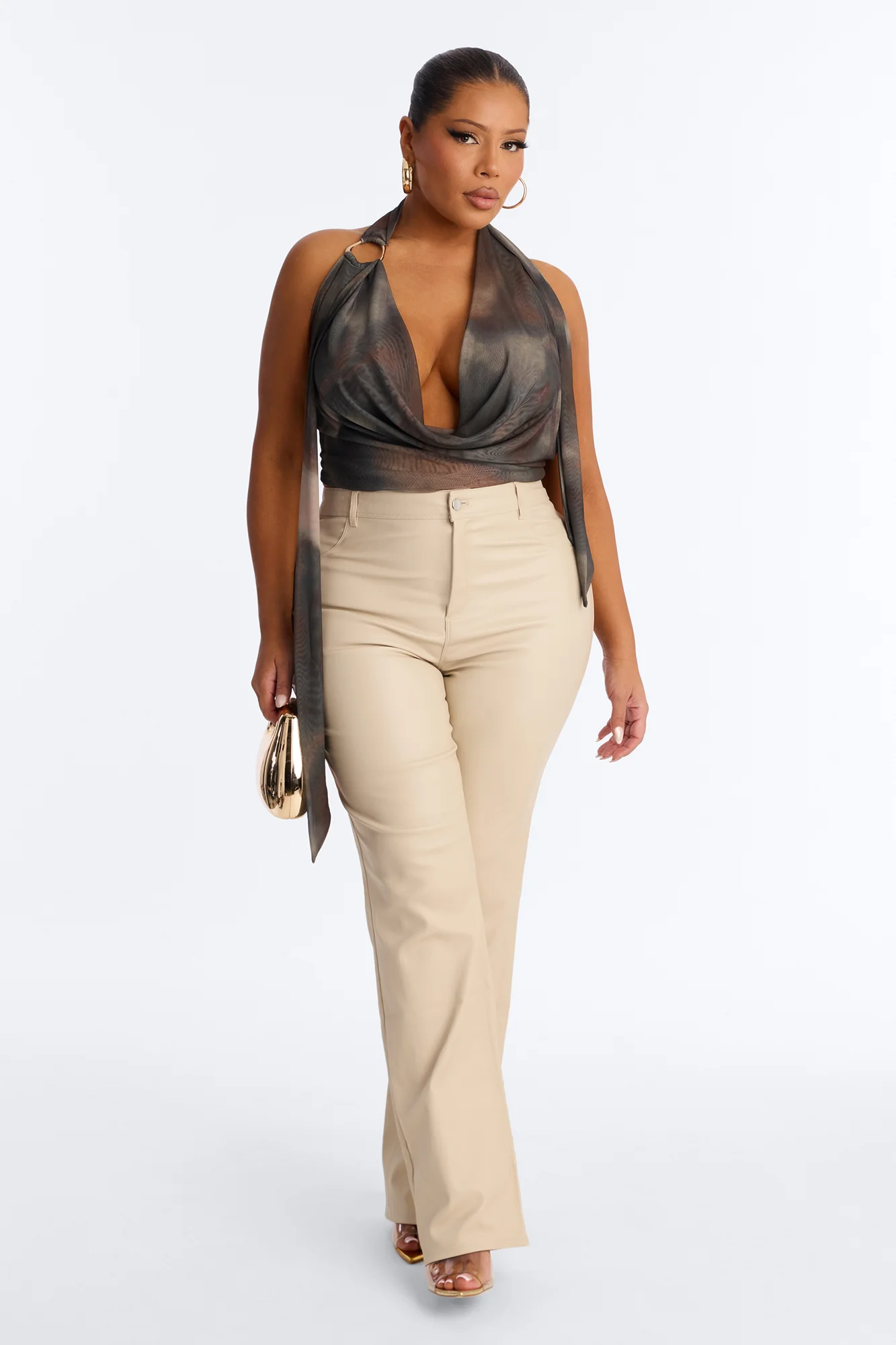 Sammie High Rise Straight Leg Pant - Stone - Image 5