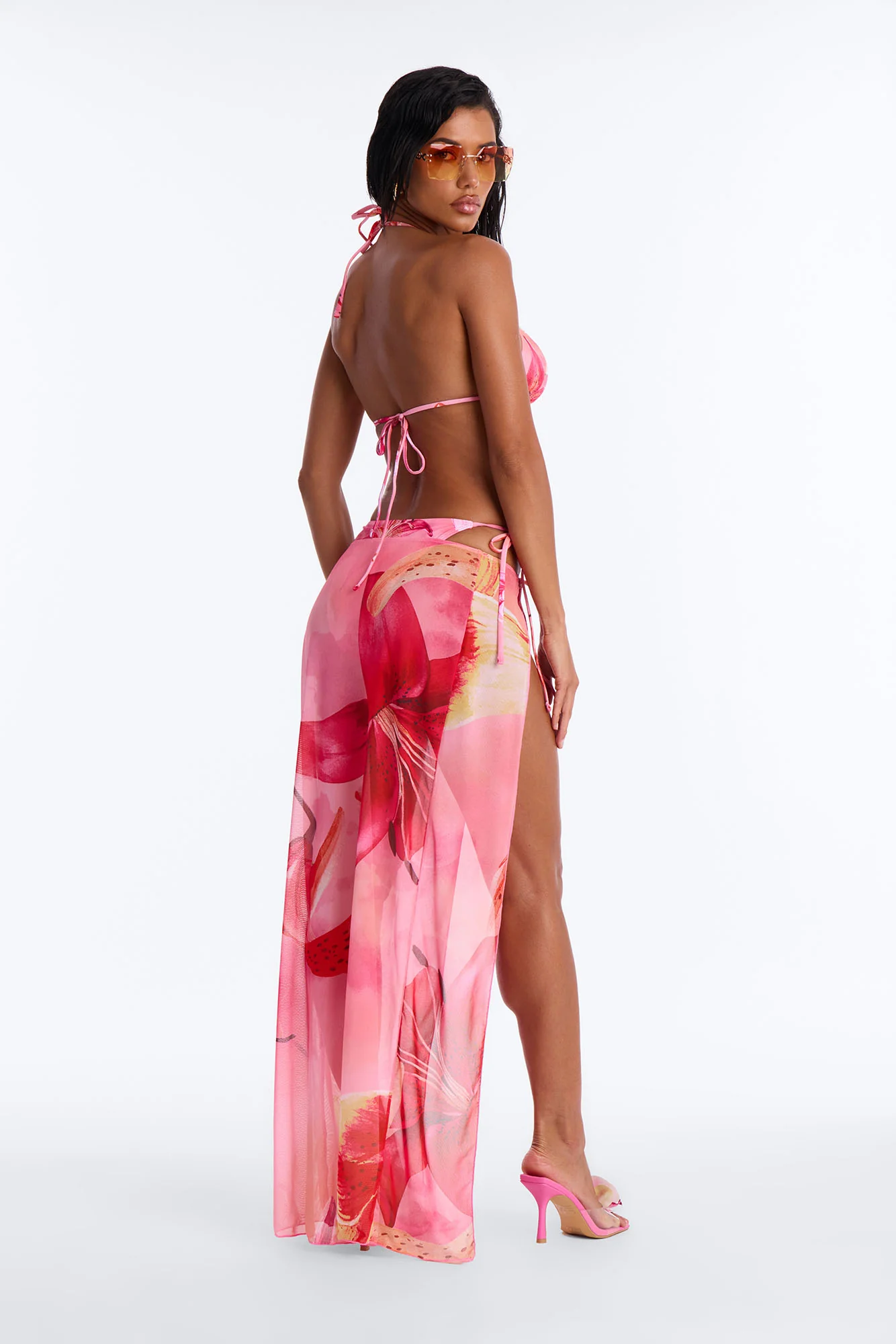 Sandra Floral 3 Piece Bikini & Skirt Sunsuit - Pink/combo