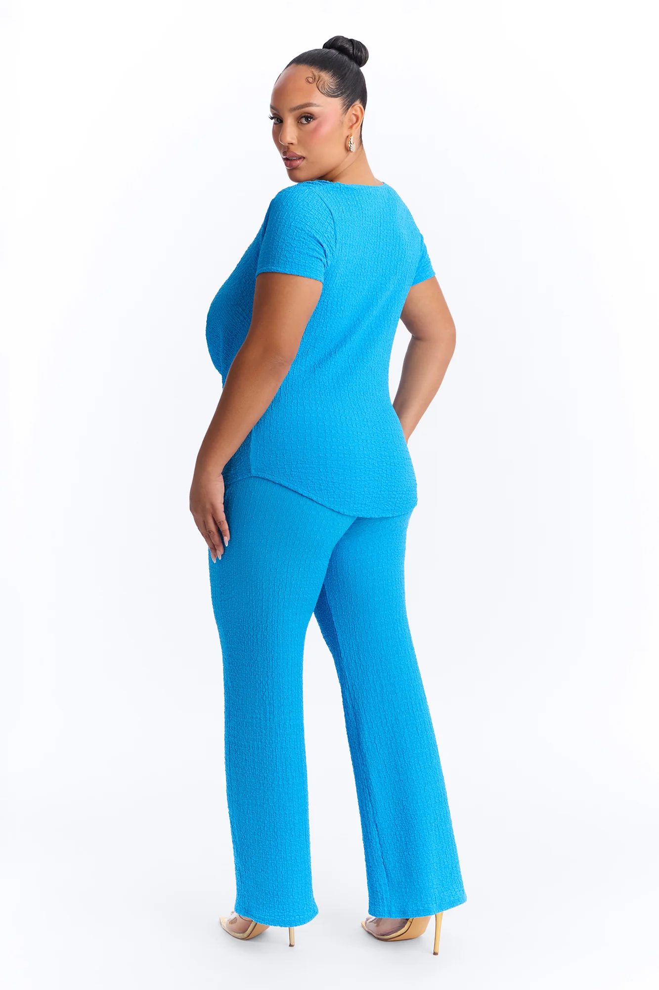 Sandra Textured Pant Set - Blue - Image 8