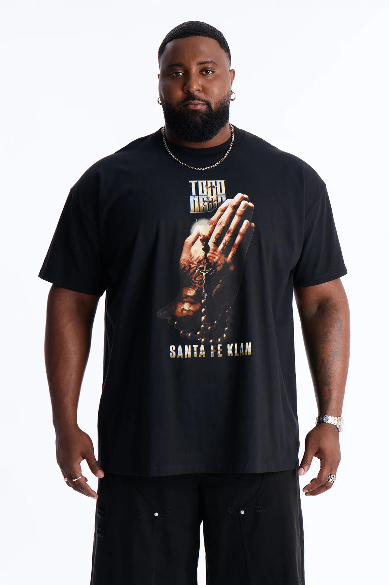 Santa Fe Klan Praying Hands Short Sleeve Tee - Black - Image 5