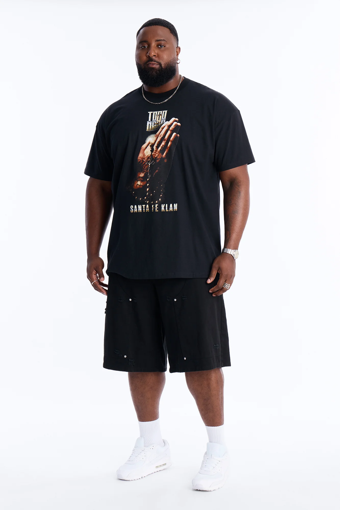 Santa Fe Klan Praying Hands Short Sleeve Tee - Black - Image 6