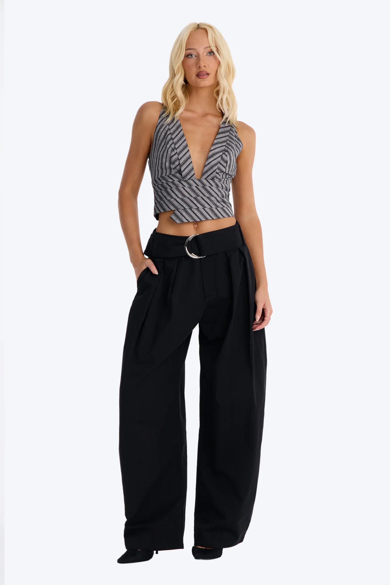 Santee Barrel Belted Pant - Black