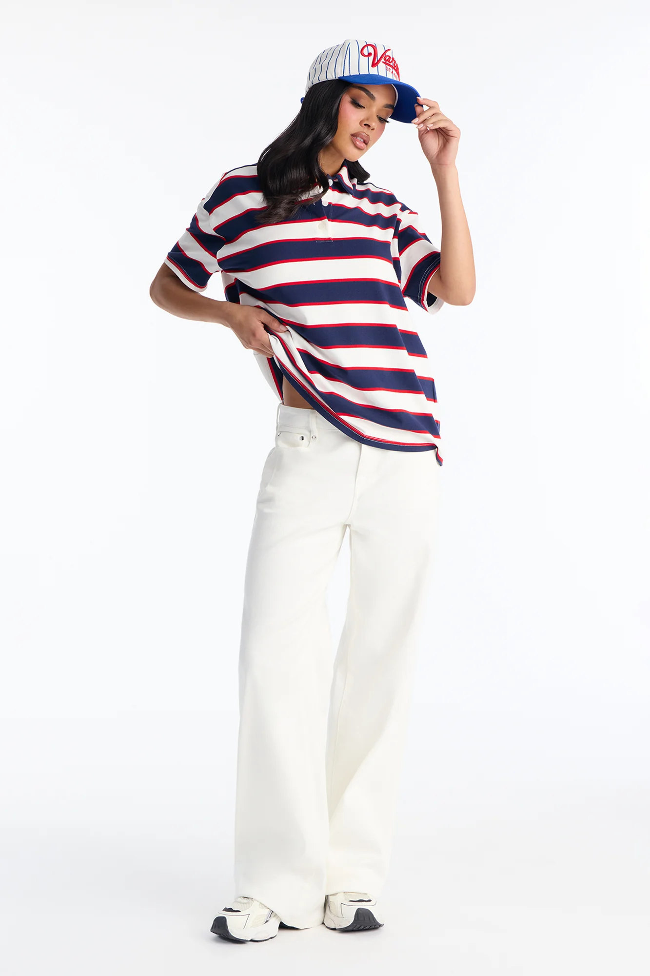 Santorini Studded Stretch Wide Leg Jeans - White - Image 2