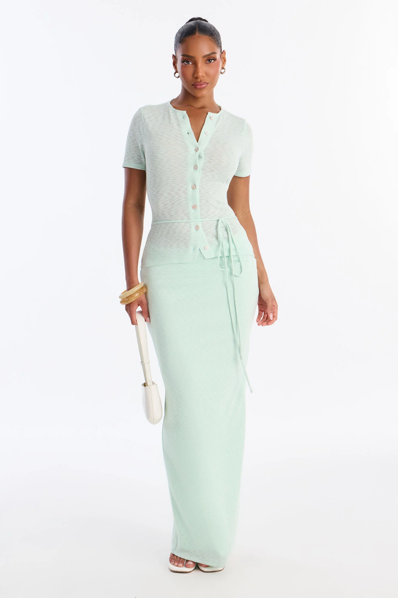 Sara Button Up Maxi Dress - Sage