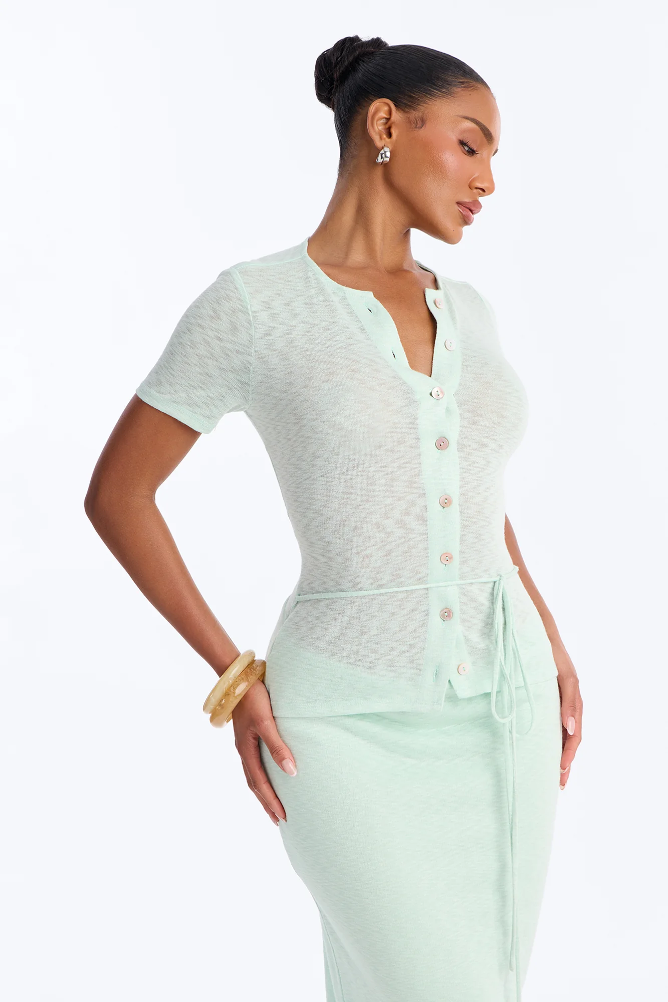 Sara Button Up Maxi Dress - Sage - Image 2