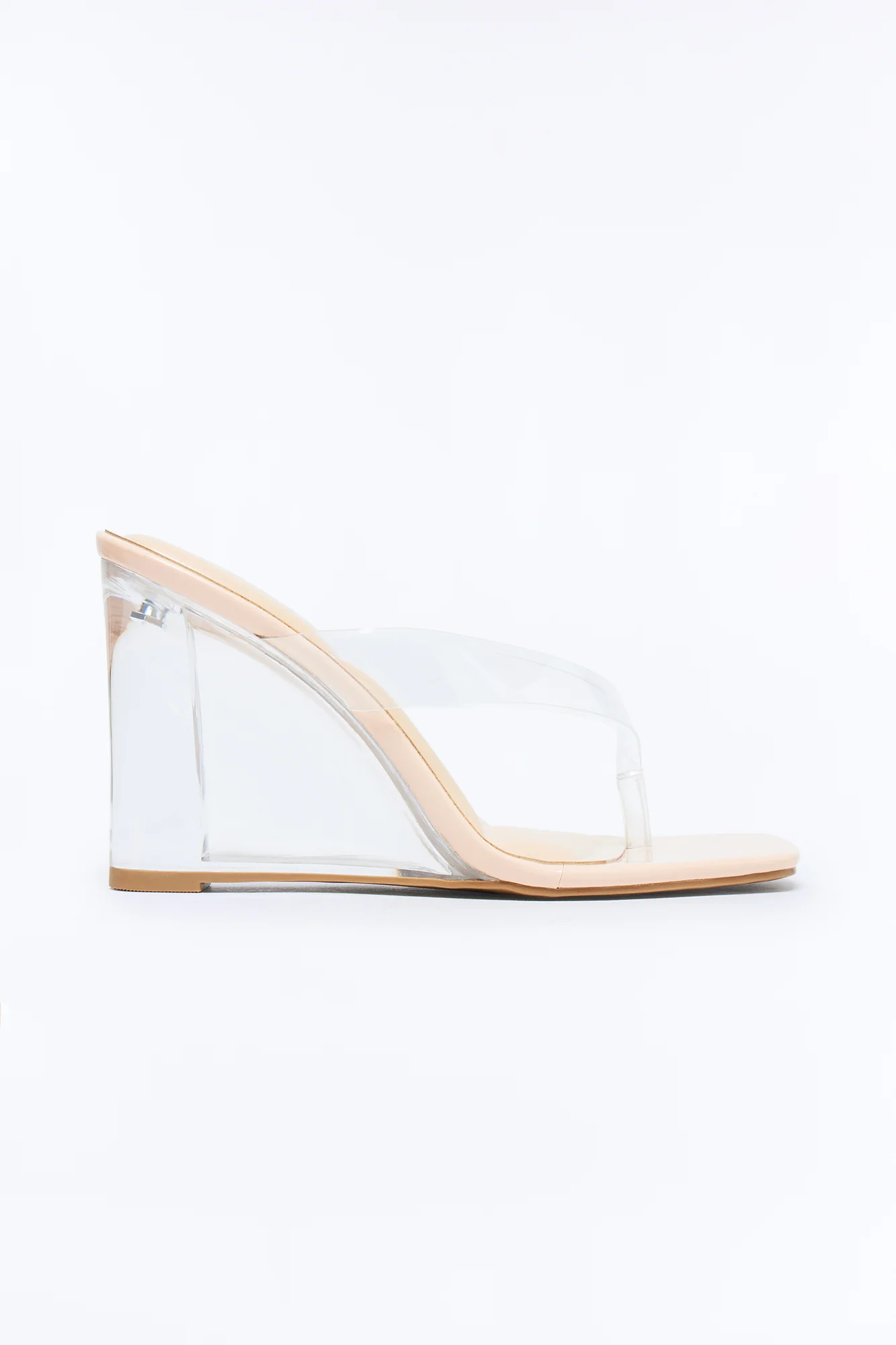 Sara Clear Thong Wedge - Nude