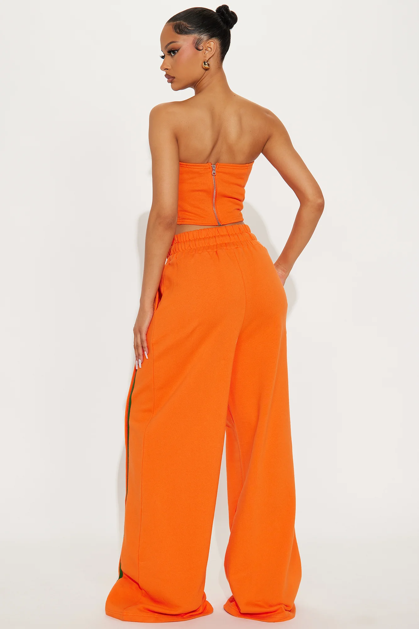 Sara Fleece Track Pant Set - Orange/combo - Image 3