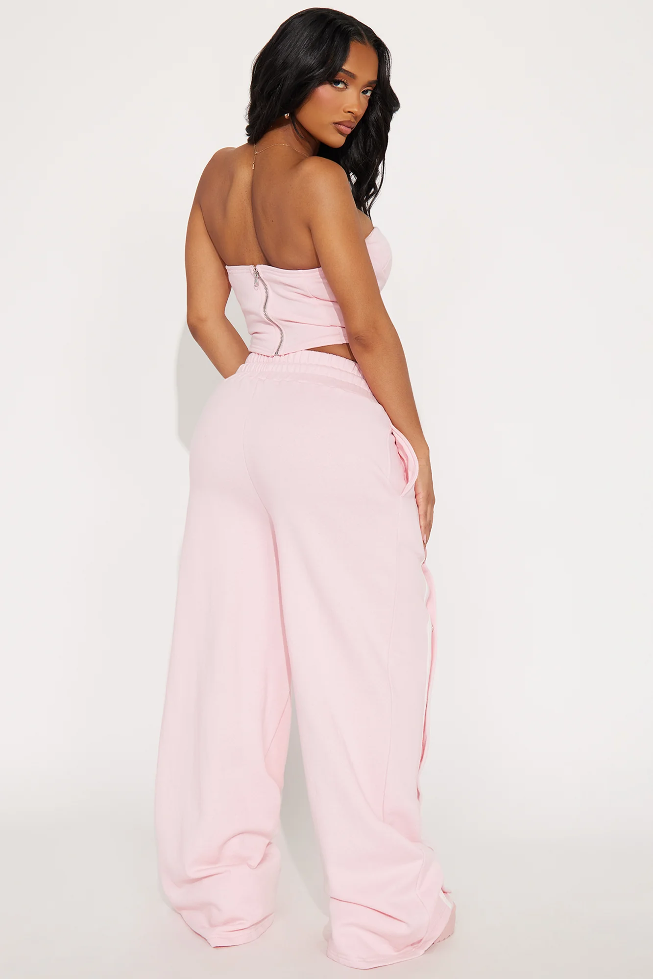 Sara Fleece Track Pant Set - Pink - Image 3