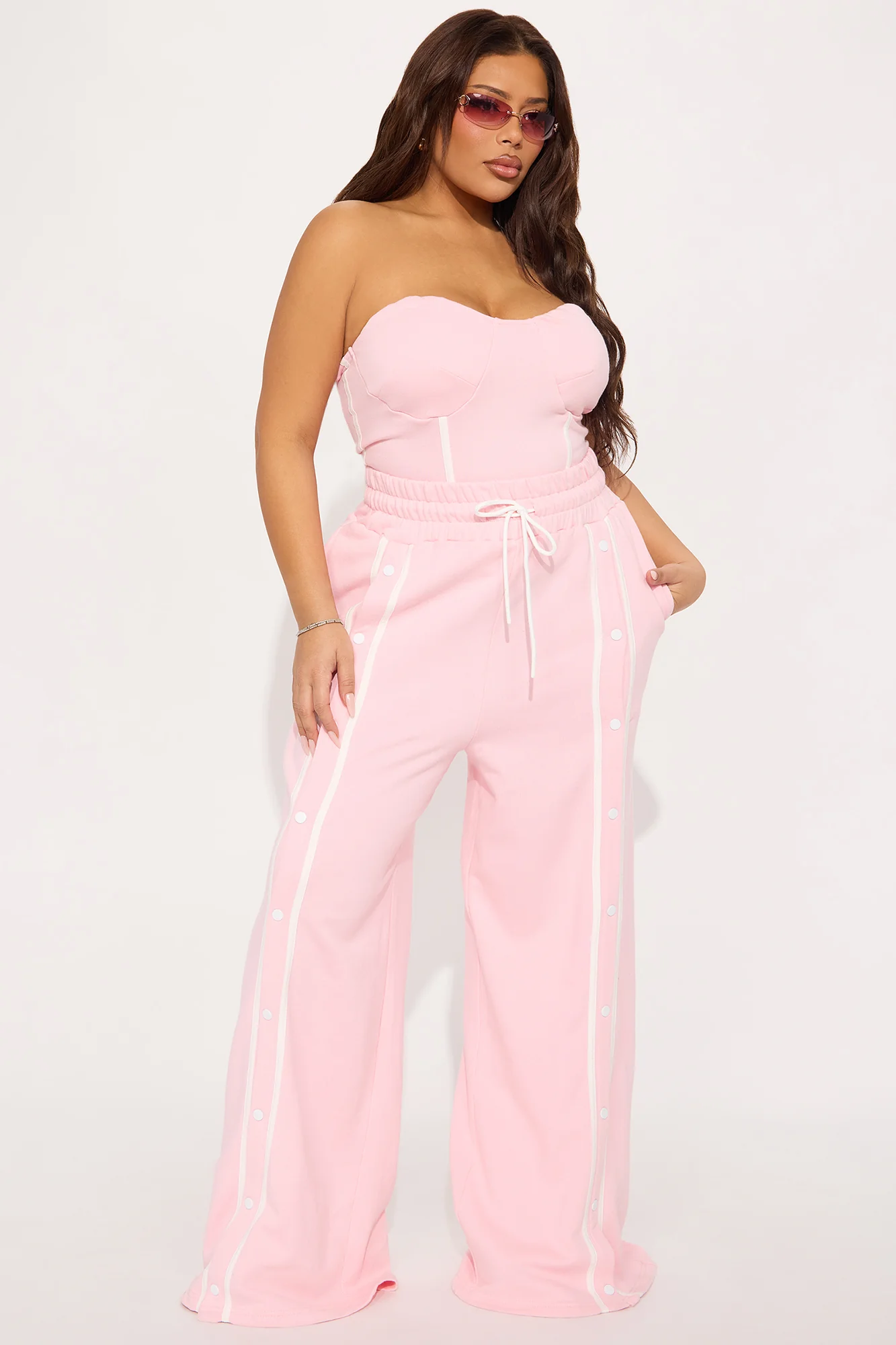 Sara Fleece Track Pant Set - Pink - Image 4