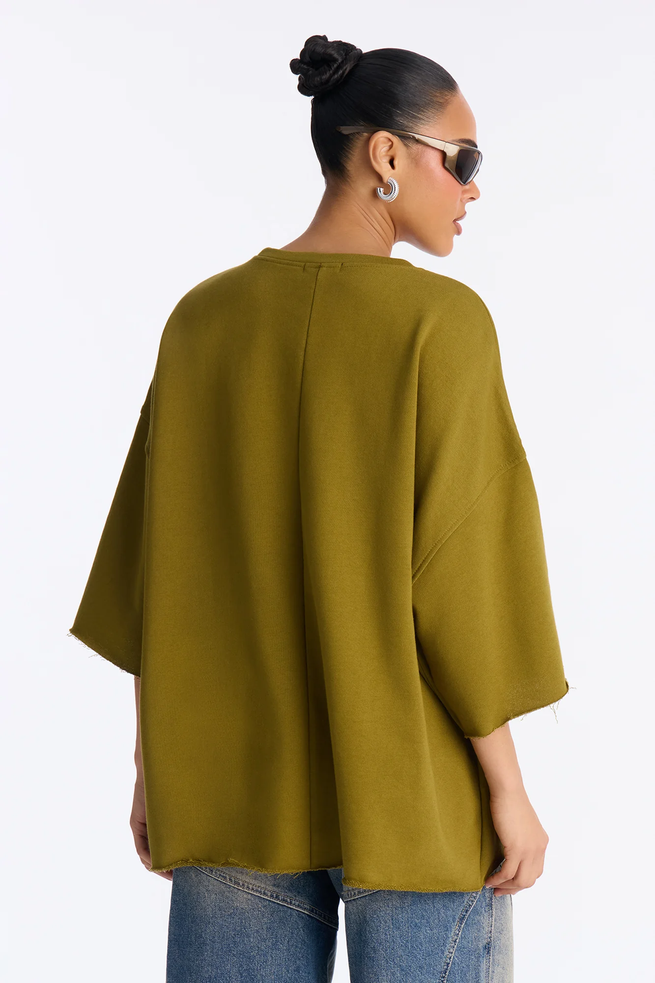 Sara Short Sleeve Oversized Top - Olive - Image 4