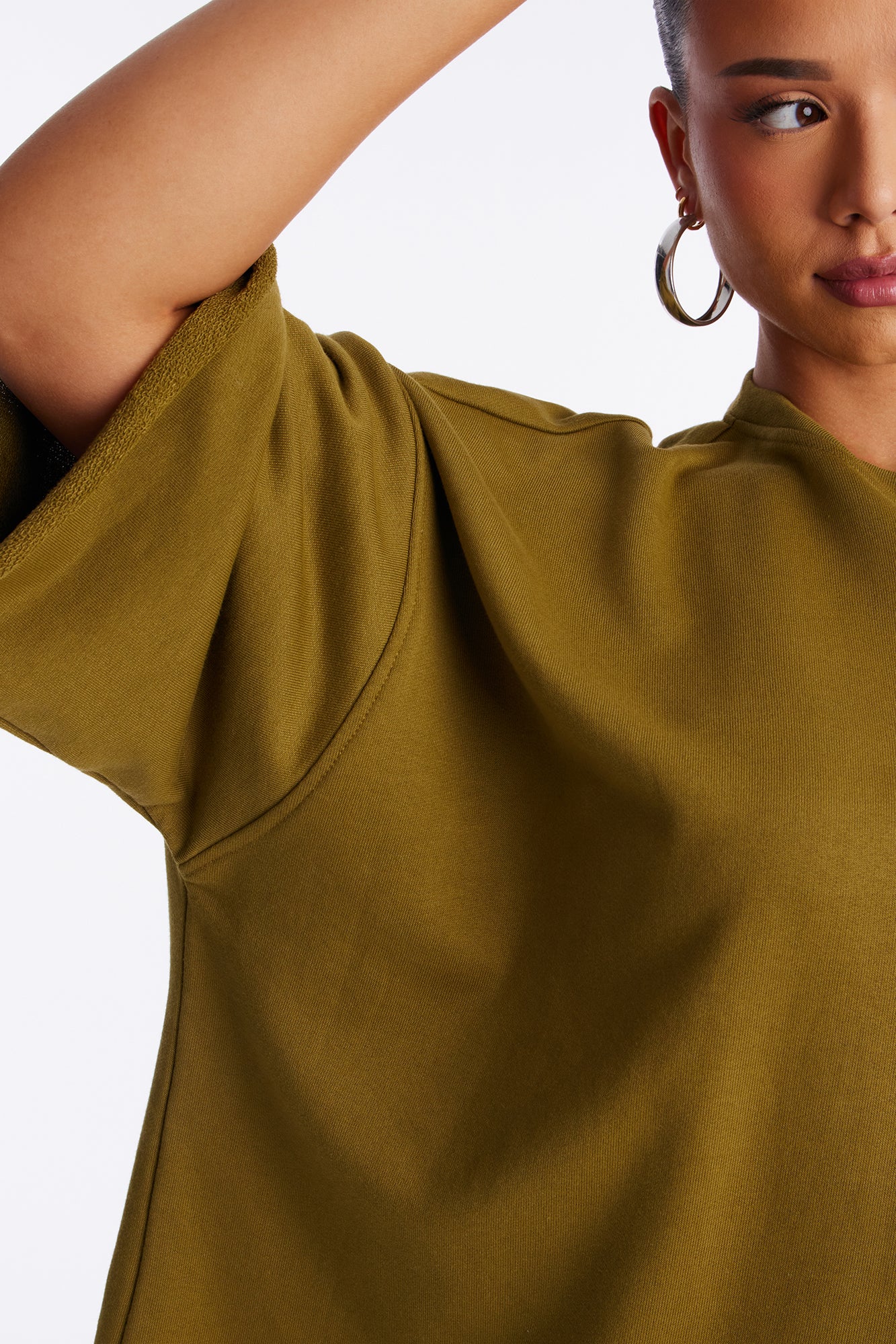 Sara Short Sleeve Oversized Top - Olive - Image 7