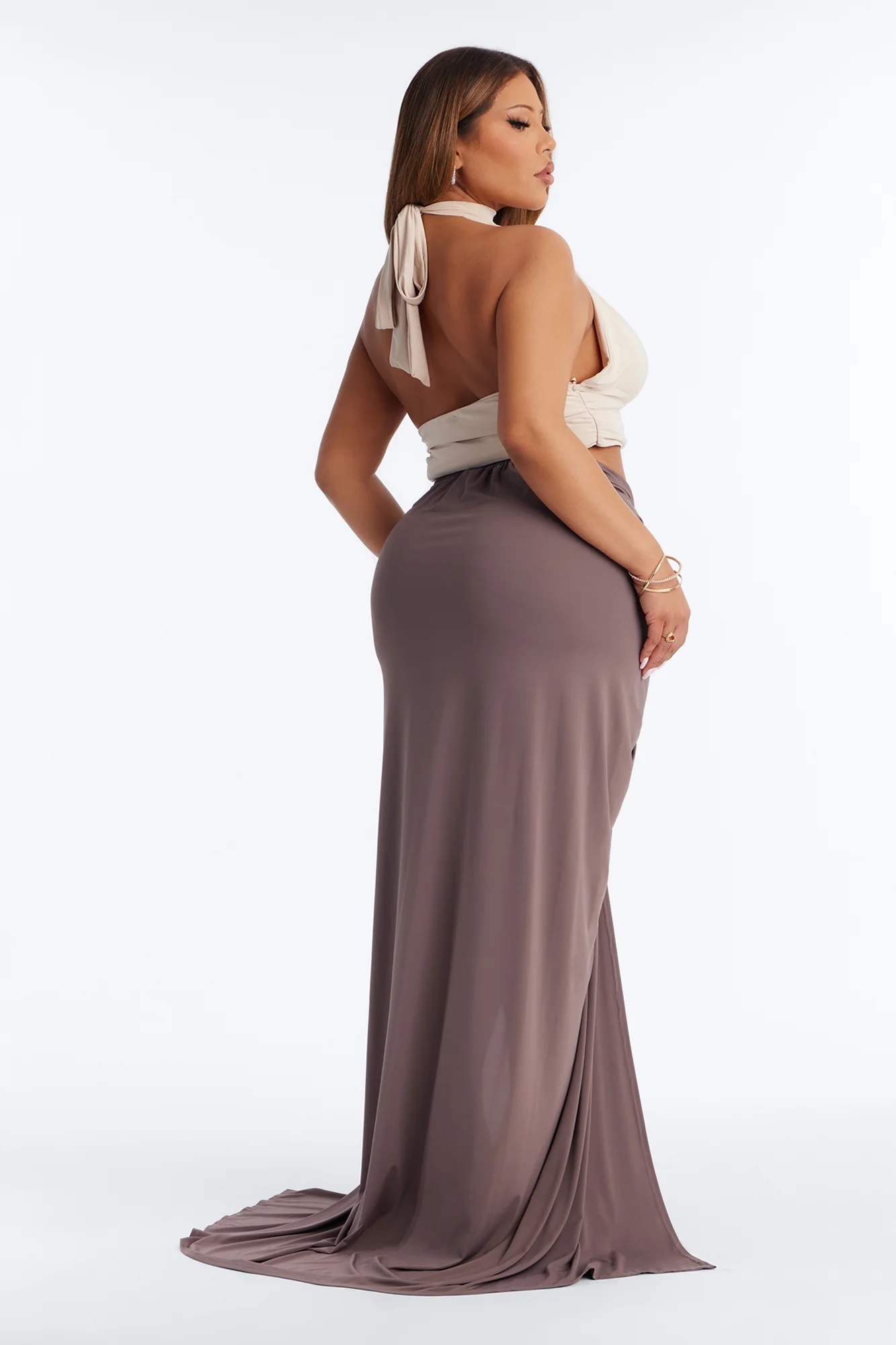 Sarabella Ruched High Slit Maxi Skirt - Mauve - Image 7