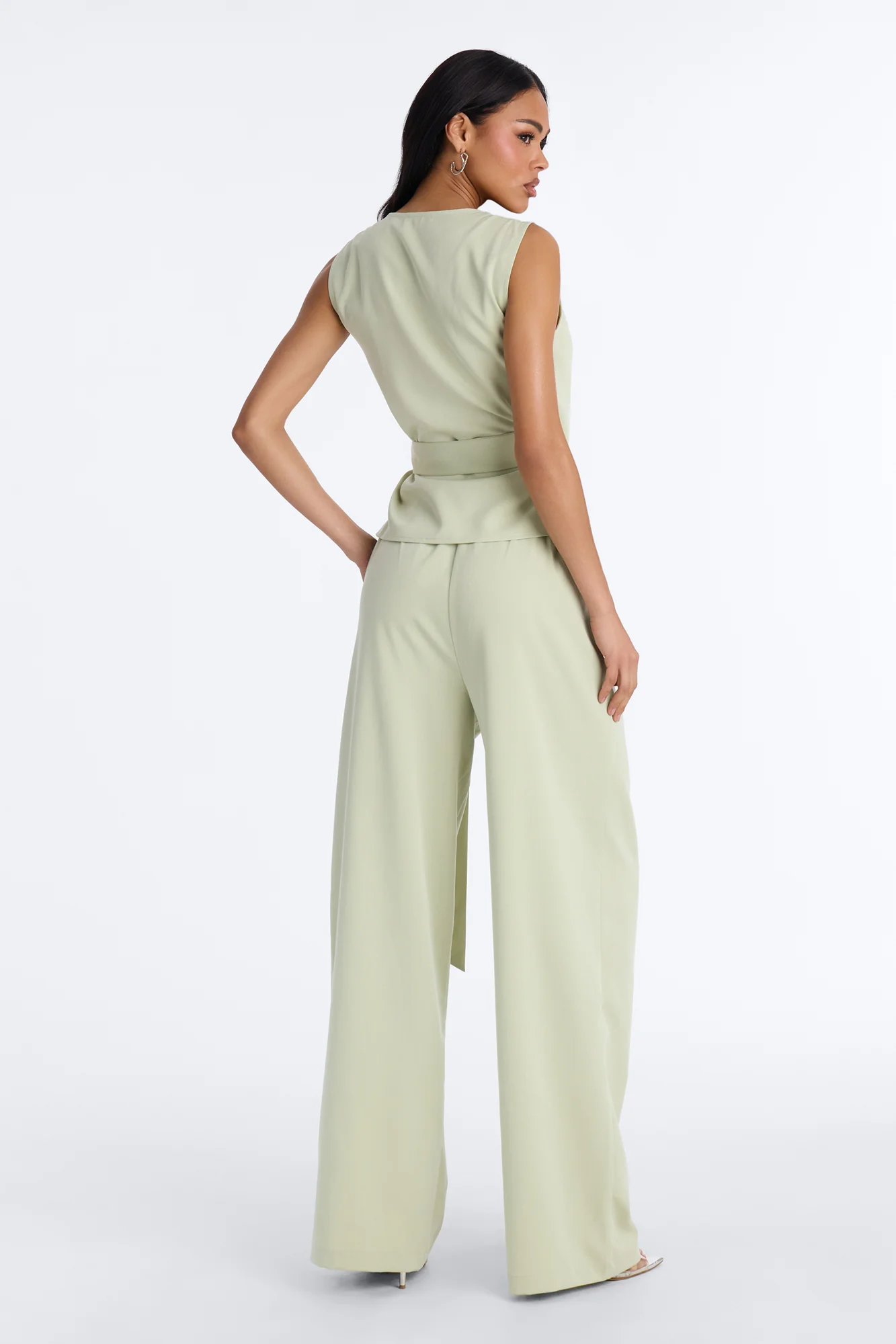 Sarah Fitted Vest Pant Set - Sage - Image 4