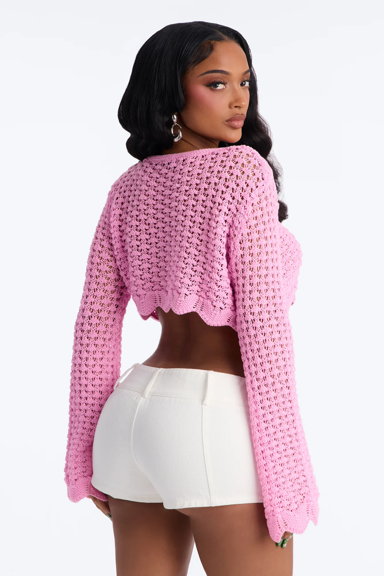 Sasha Crochet Cardigan - Pink - Image 4