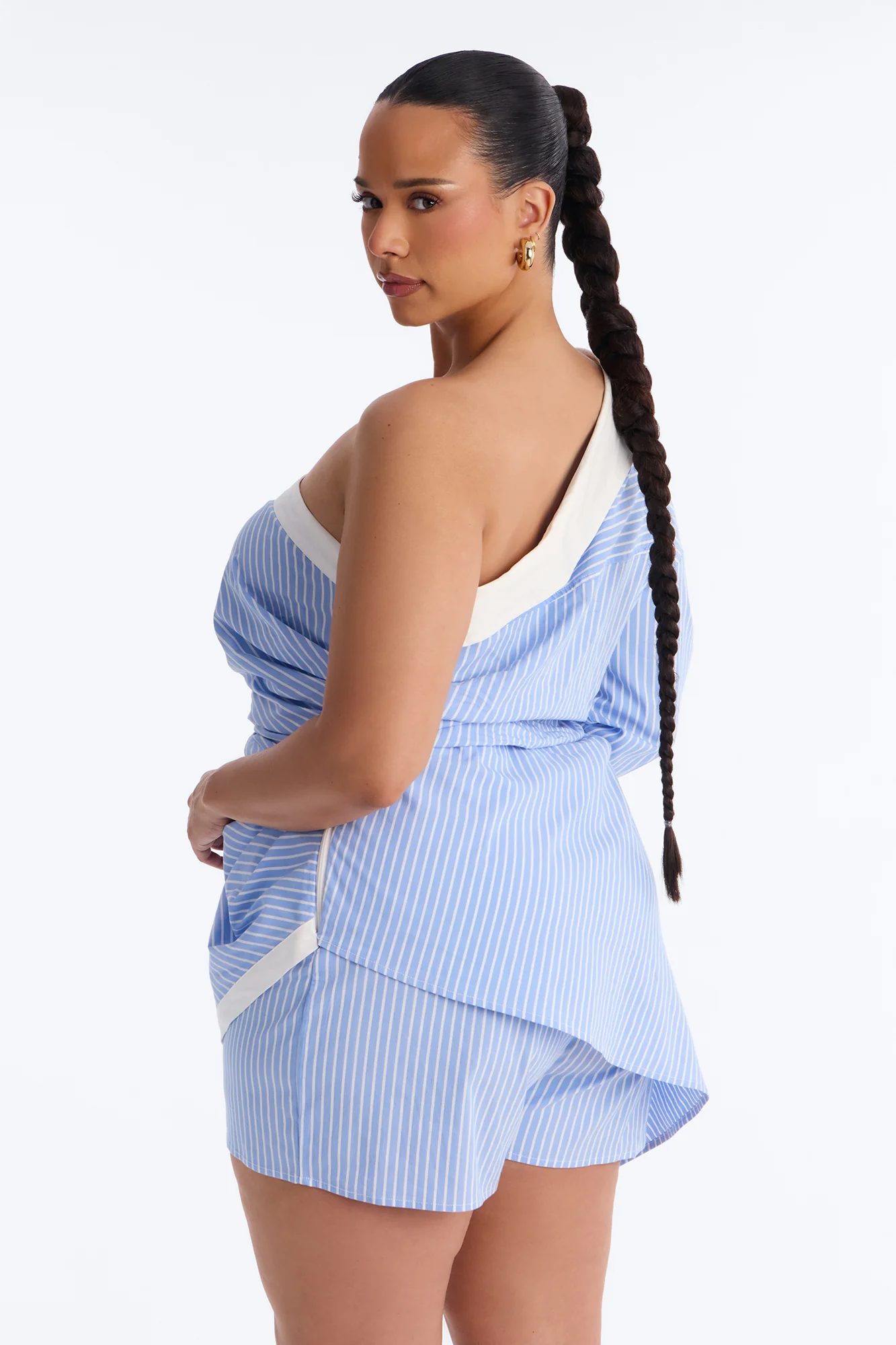 Sasha Pinstripe Romper - Blue - Image 7