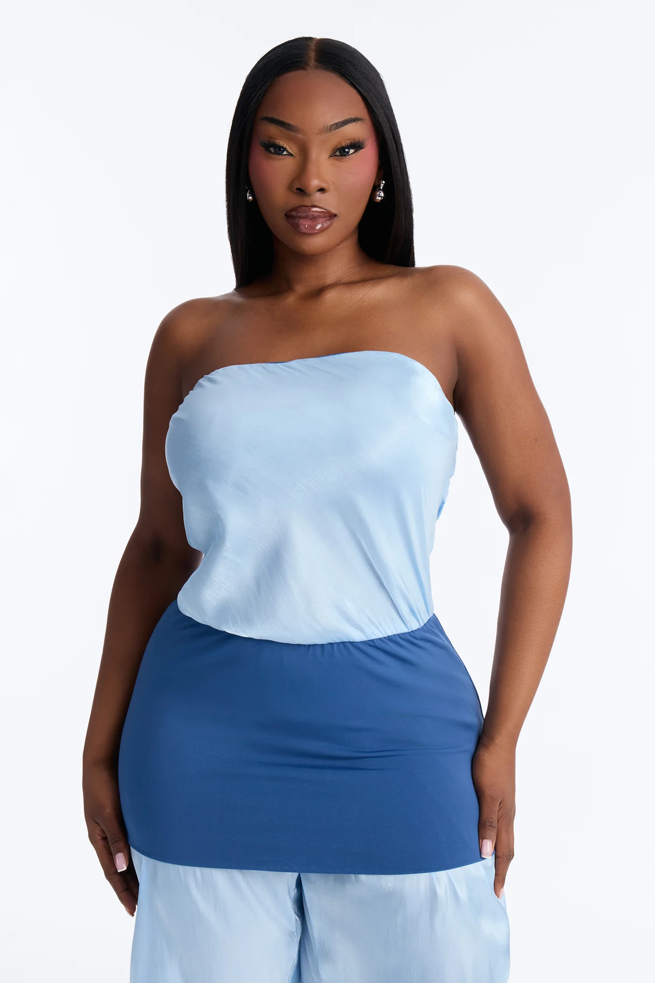 Sasha Satin Draped Jumpsuit - Blue - Image 6