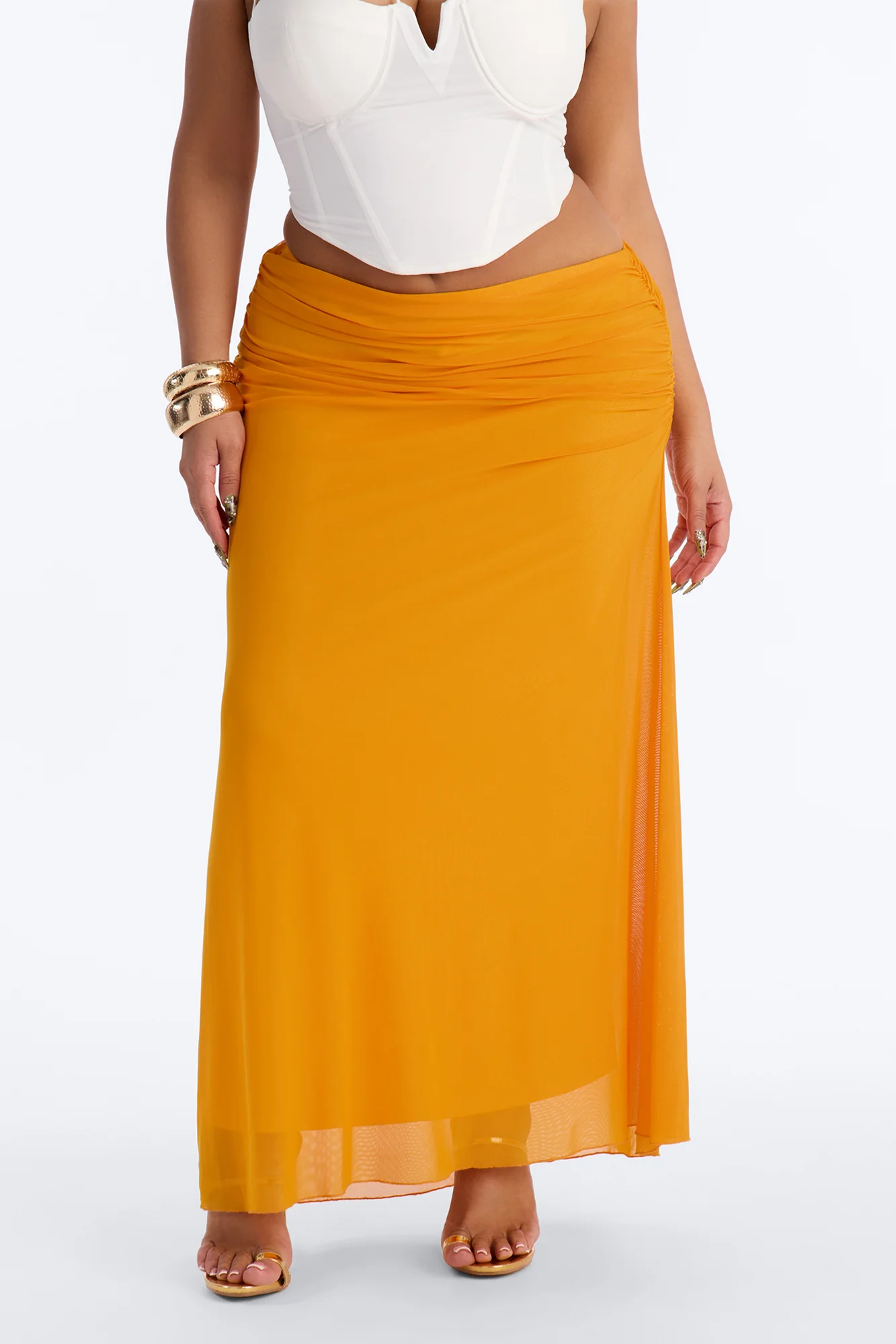 Sassy Swinger Asymmetric Waistband Maxi Skirt - Mustard - Image 7