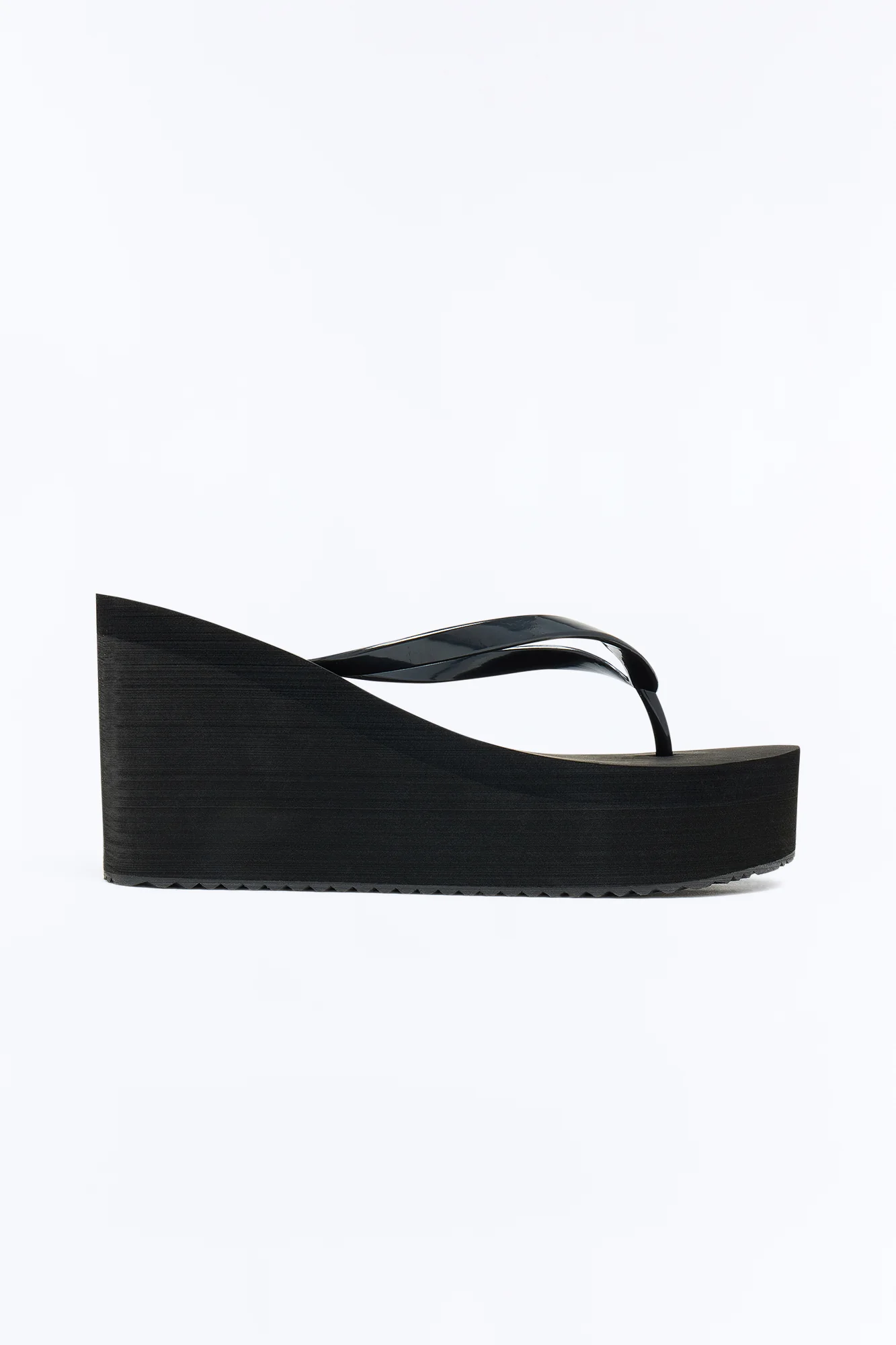 Saturday Thong Platform Wedges - Black