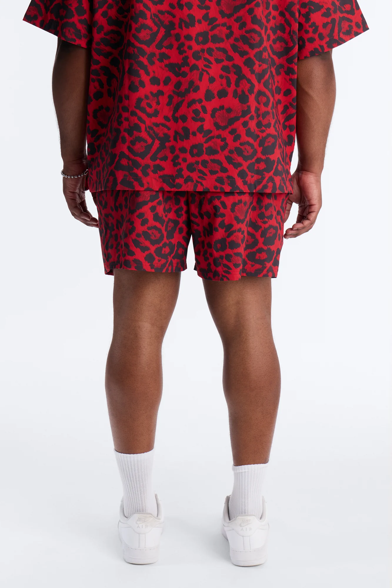 Savage Club Leopard Print Swim Trunk 4″ - Red - Image 8