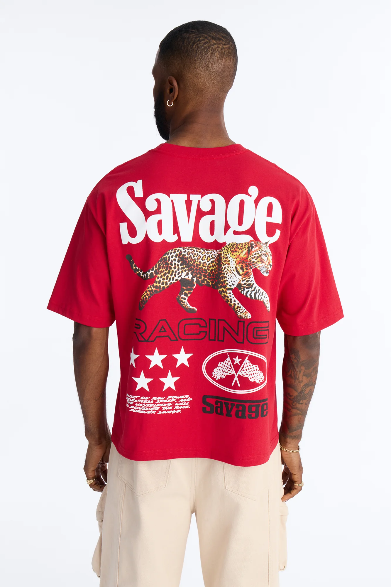 Savage Racing Insticts Boxy Short Sleeve Tee - Red - Image 4