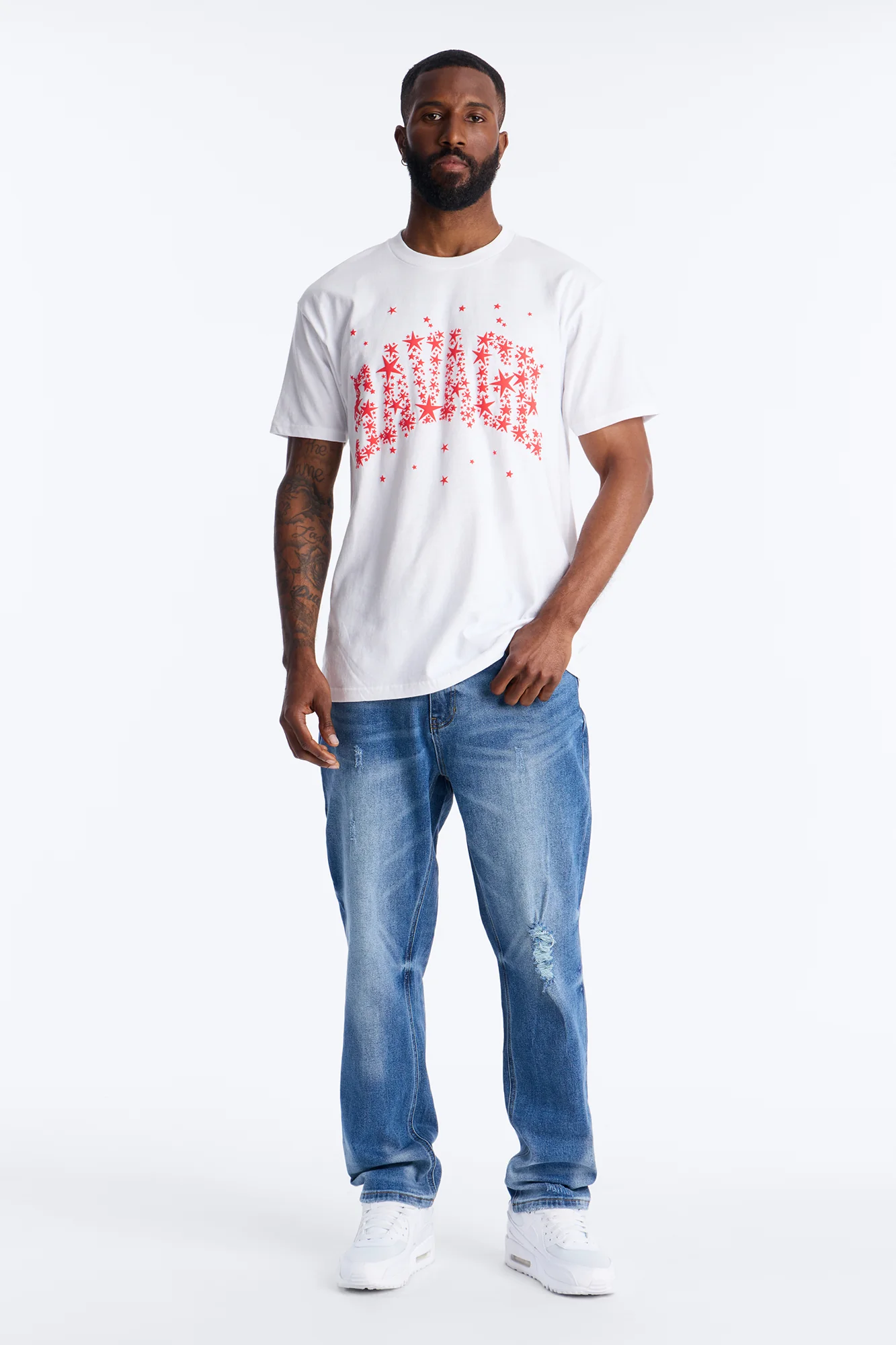 Savage Star Oversized Short Sleeve Tee - White - Image 2