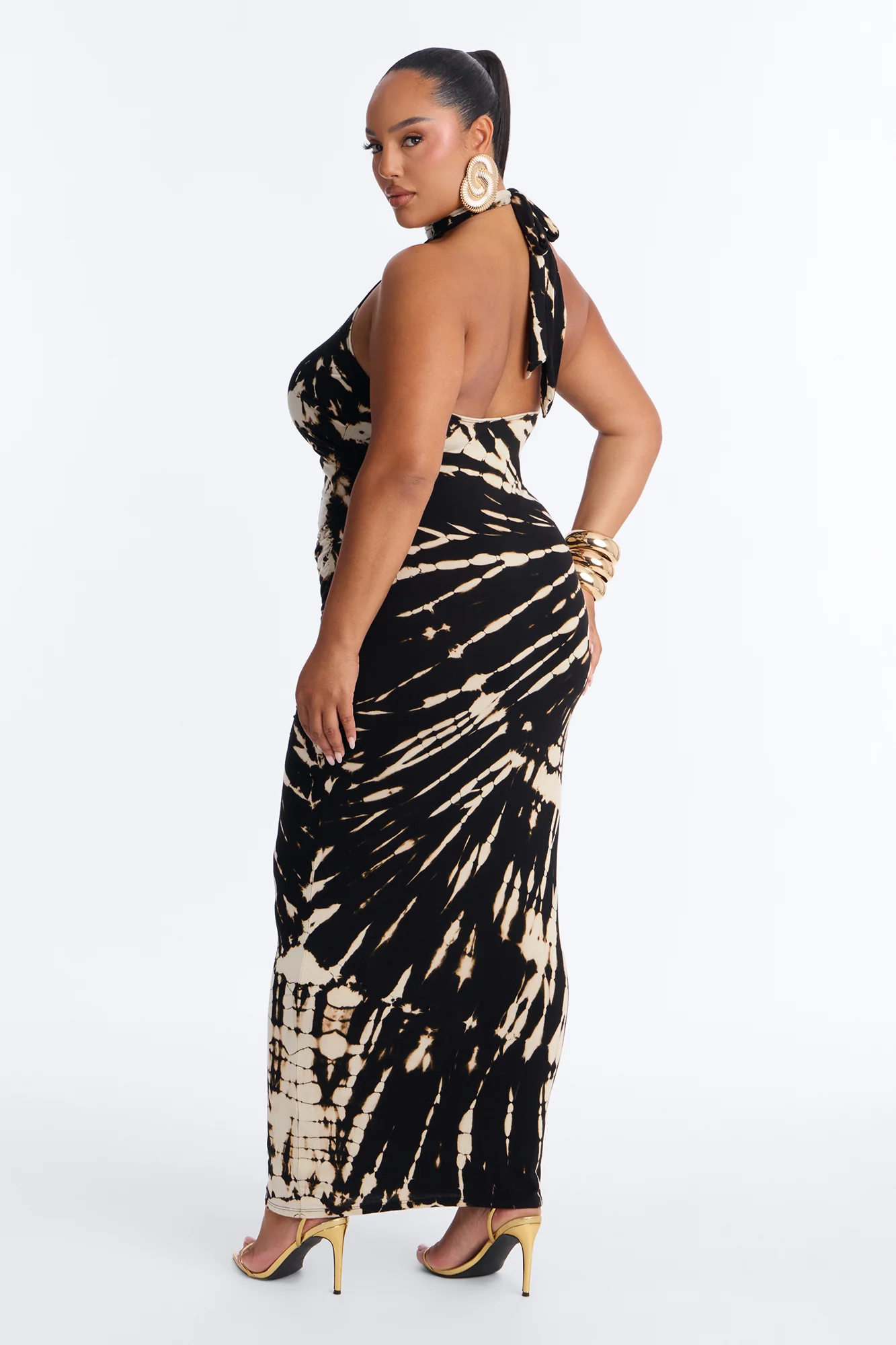 Savannah Tie Dye Halter Maxi Dress - Black/combo - Image 6