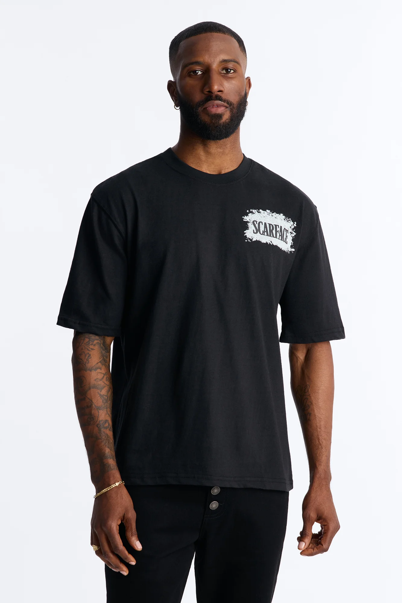 Scarface Money Power Respect Motto Short Sleeve Tee - Black - Image 4