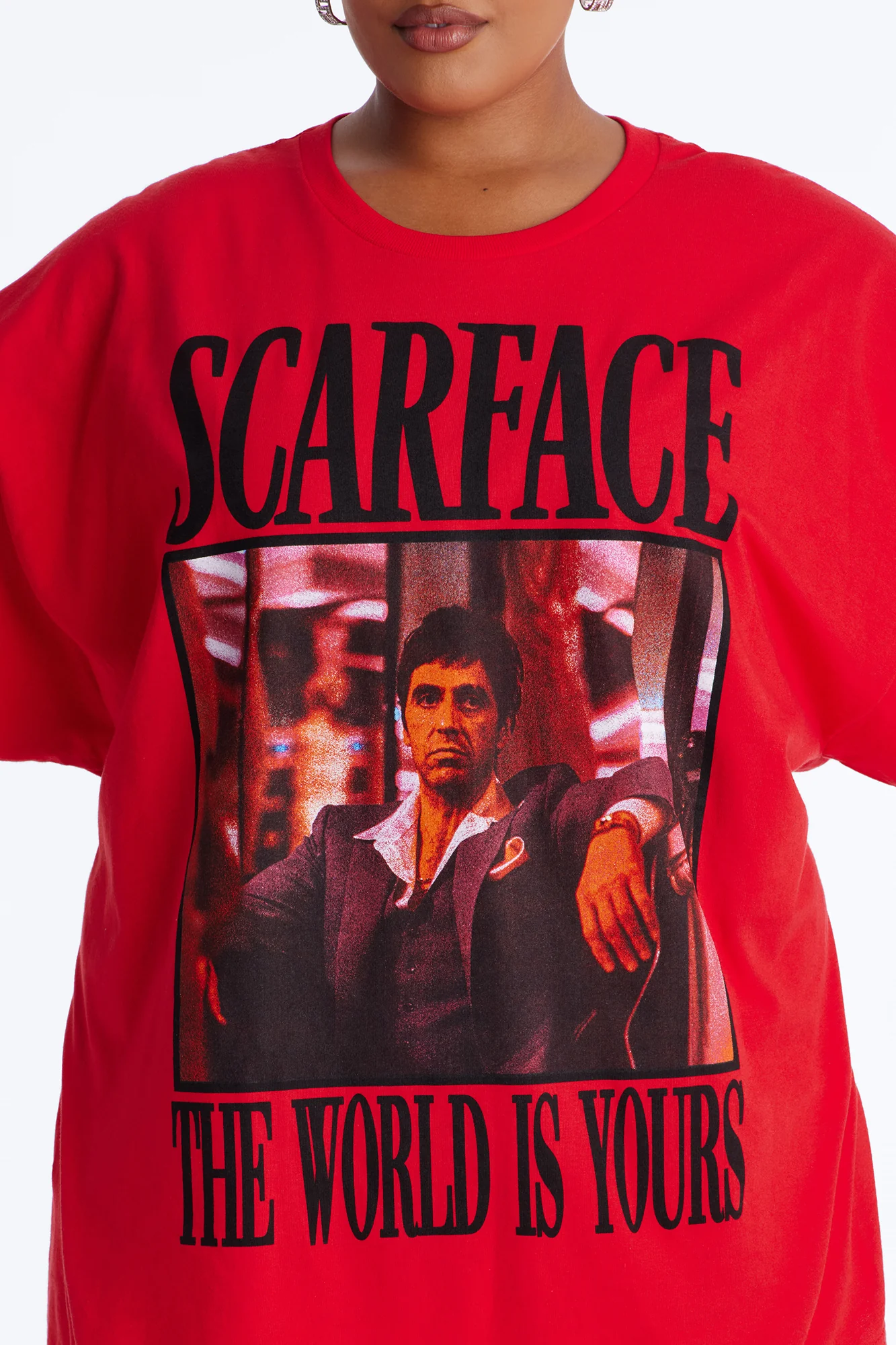 Scarface Multi Photo Oversized Tee - Red - Image 6
