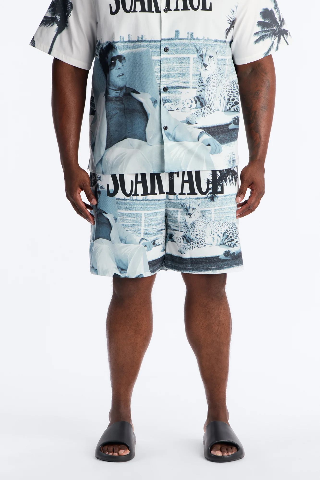Scarface Poolside Photoreal Swim Trunk 7″ - White/Black - Image 5