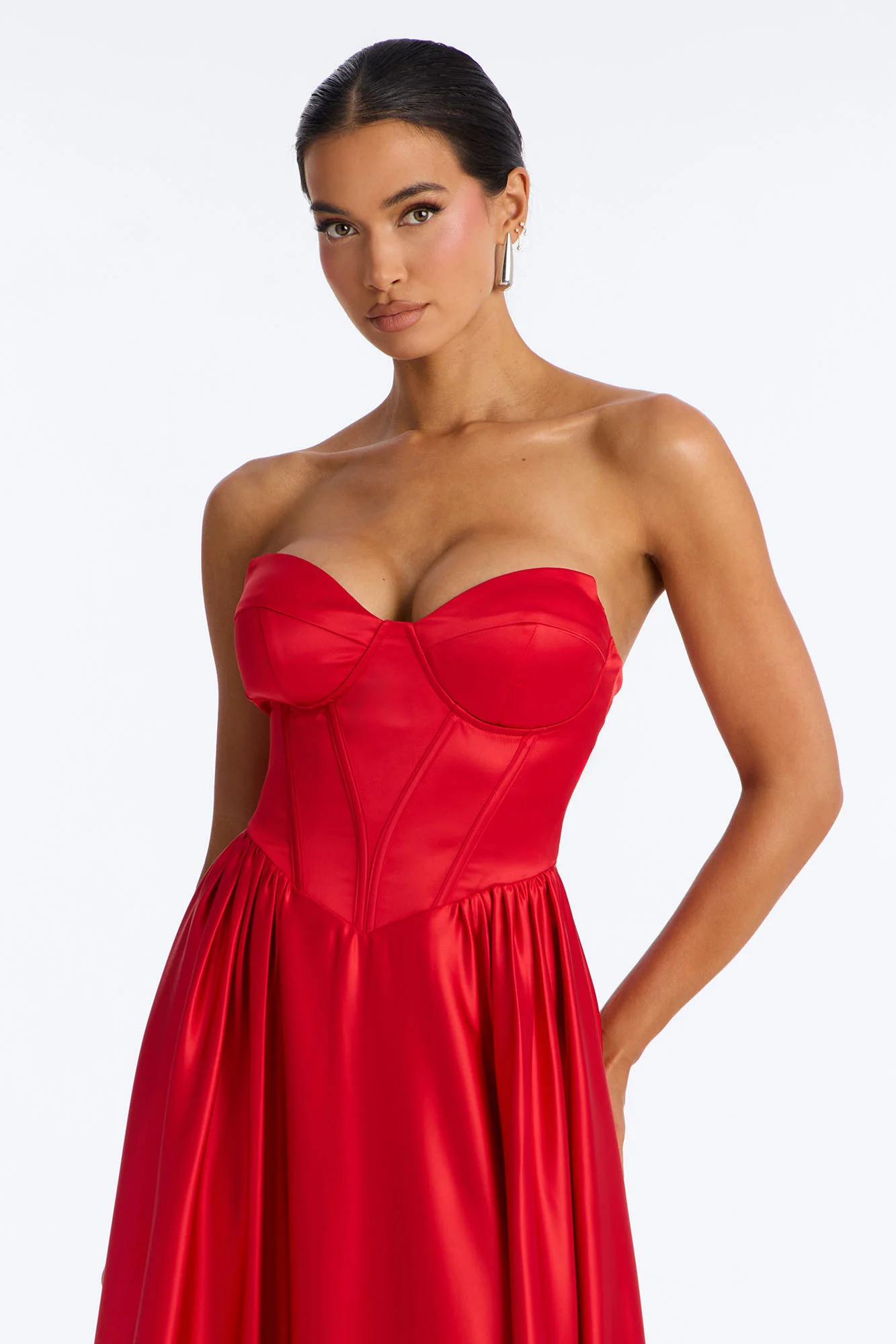 Scarlett Corset Satin Gown - Red - Image 2