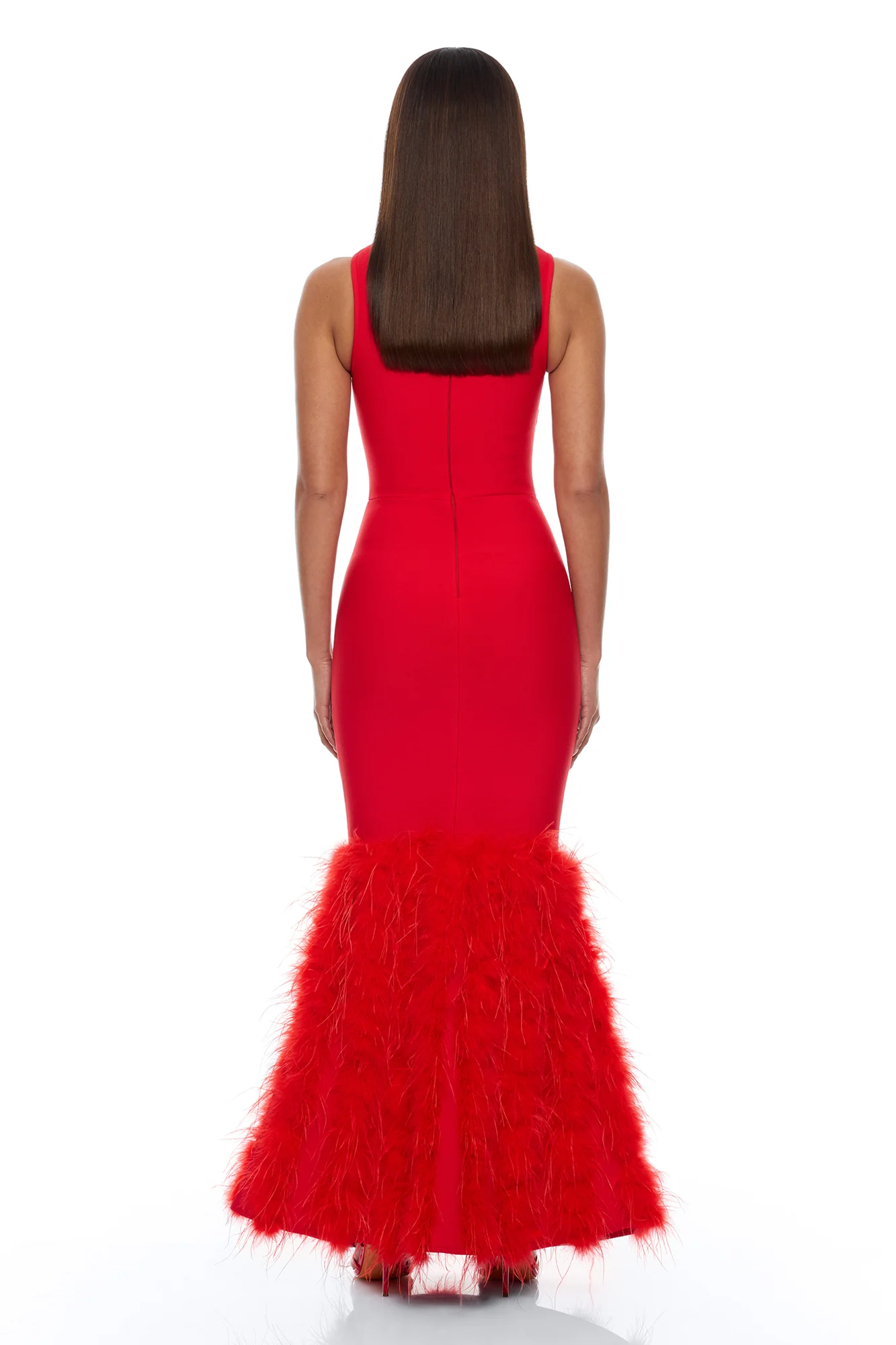 Scarlett Feather Bandage Maxi Dress - Red - Image 4