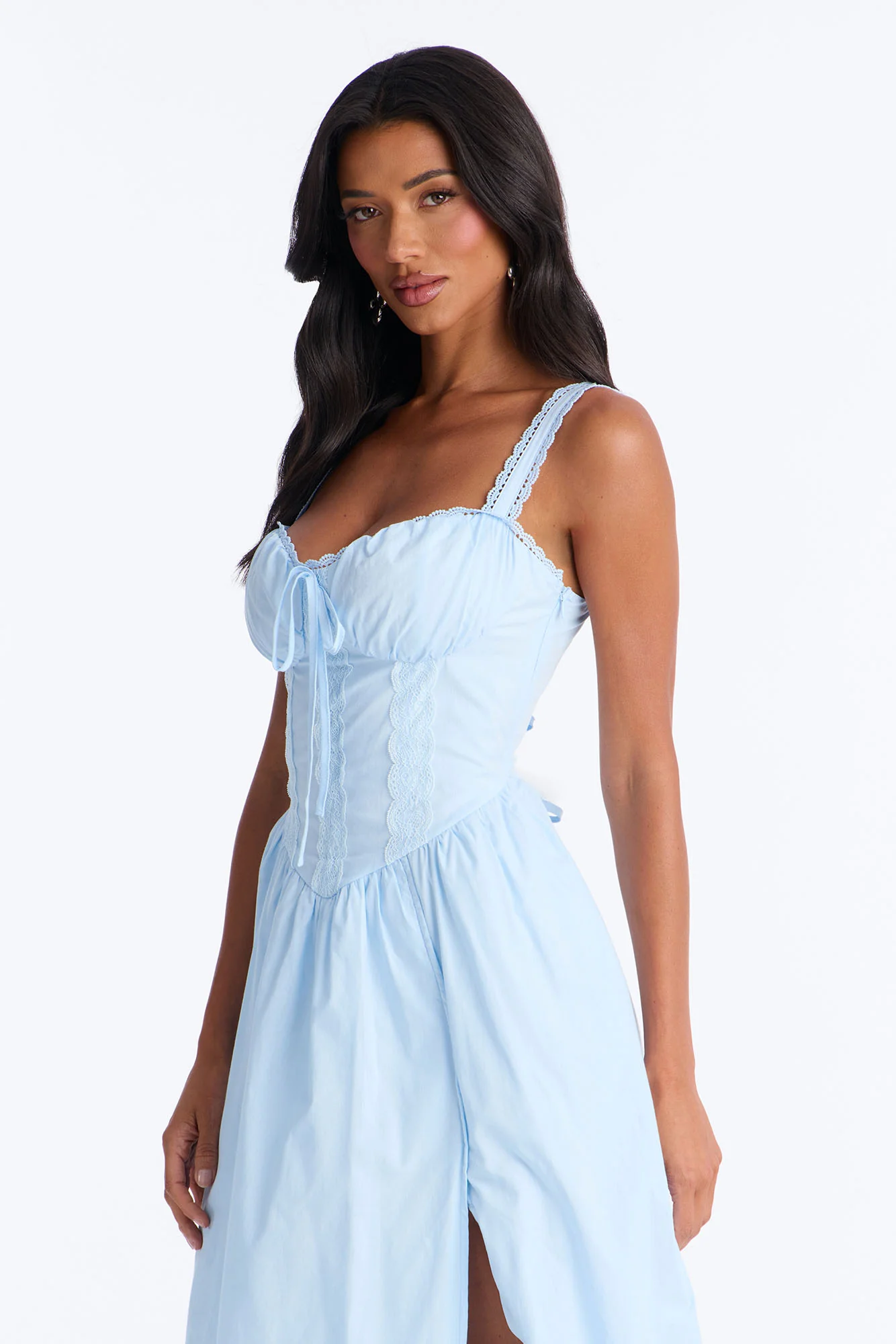Scarlett Pleated Poplin Midi Dress - Blue - Image 2