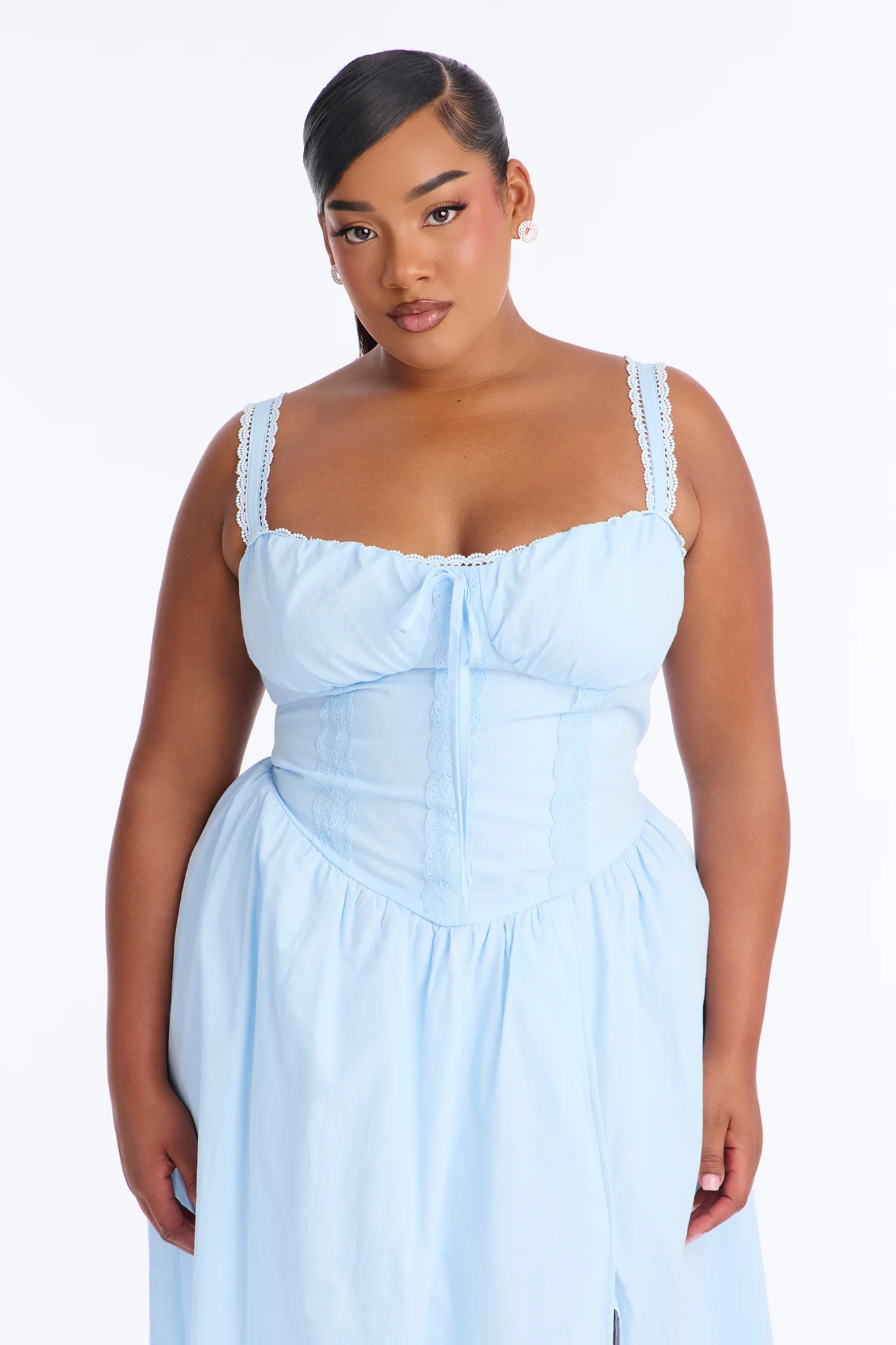 Scarlett Pleated Poplin Midi Dress - Blue - Image 6