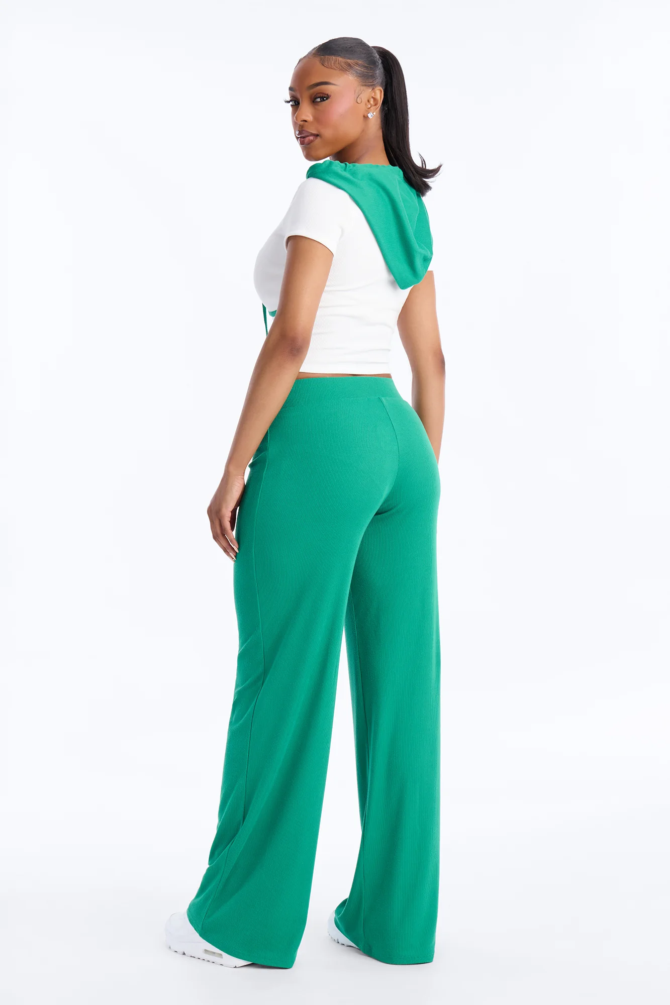 Scarlett Ribbed Pant Set - Kelly Green - Image 3