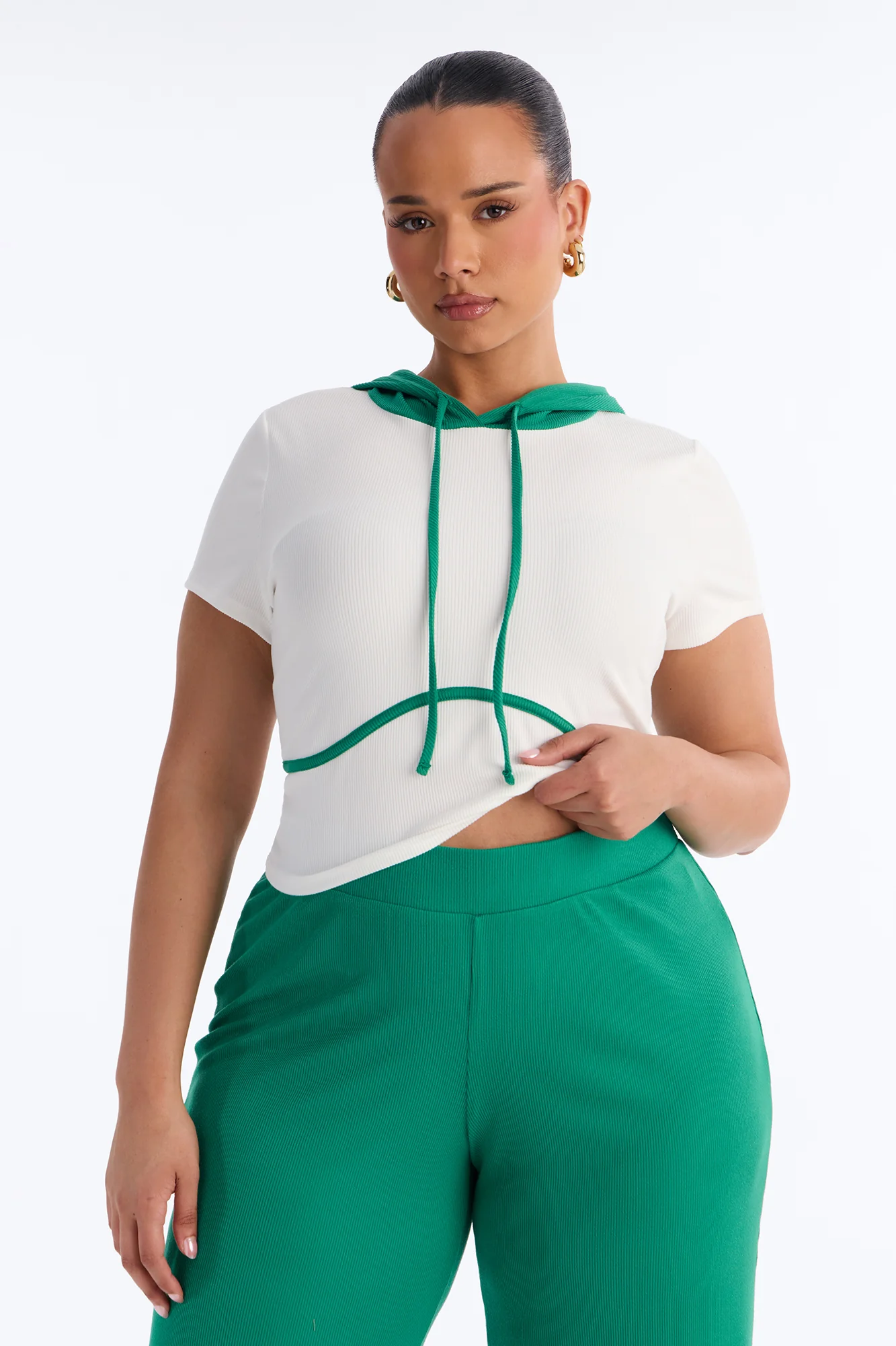 Scarlett Ribbed Pant Set - Kelly Green - Image 4