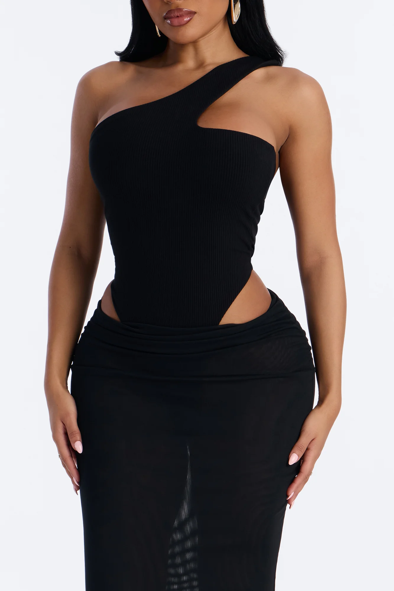 Scarlett Snatched Mesh Maxi Skirt Set - Black - Image 2