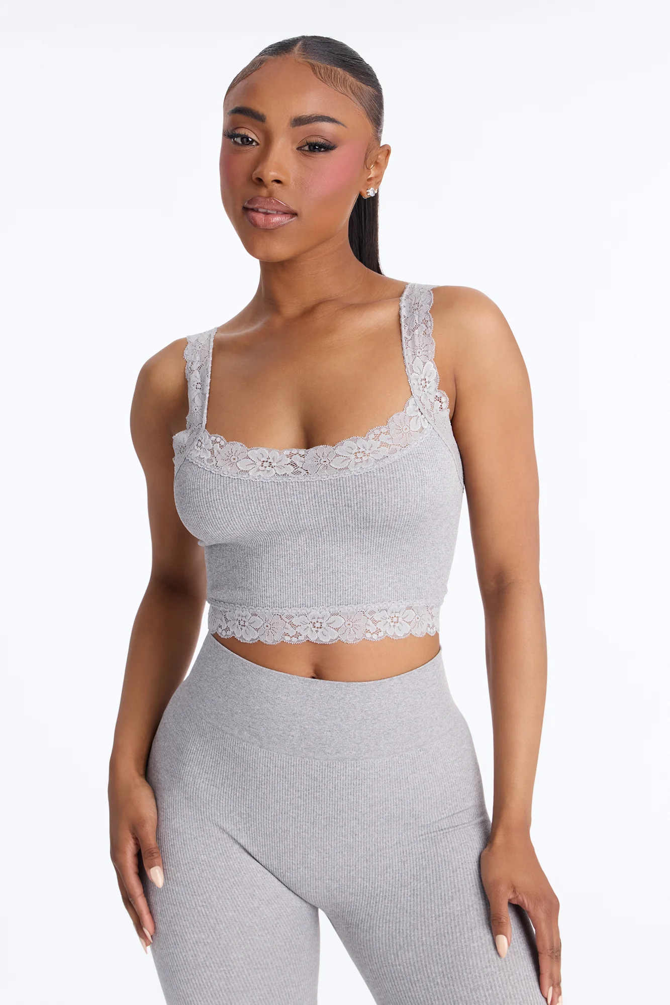Sculpted Power Seamless Legging Set - Light Grey - Image 2