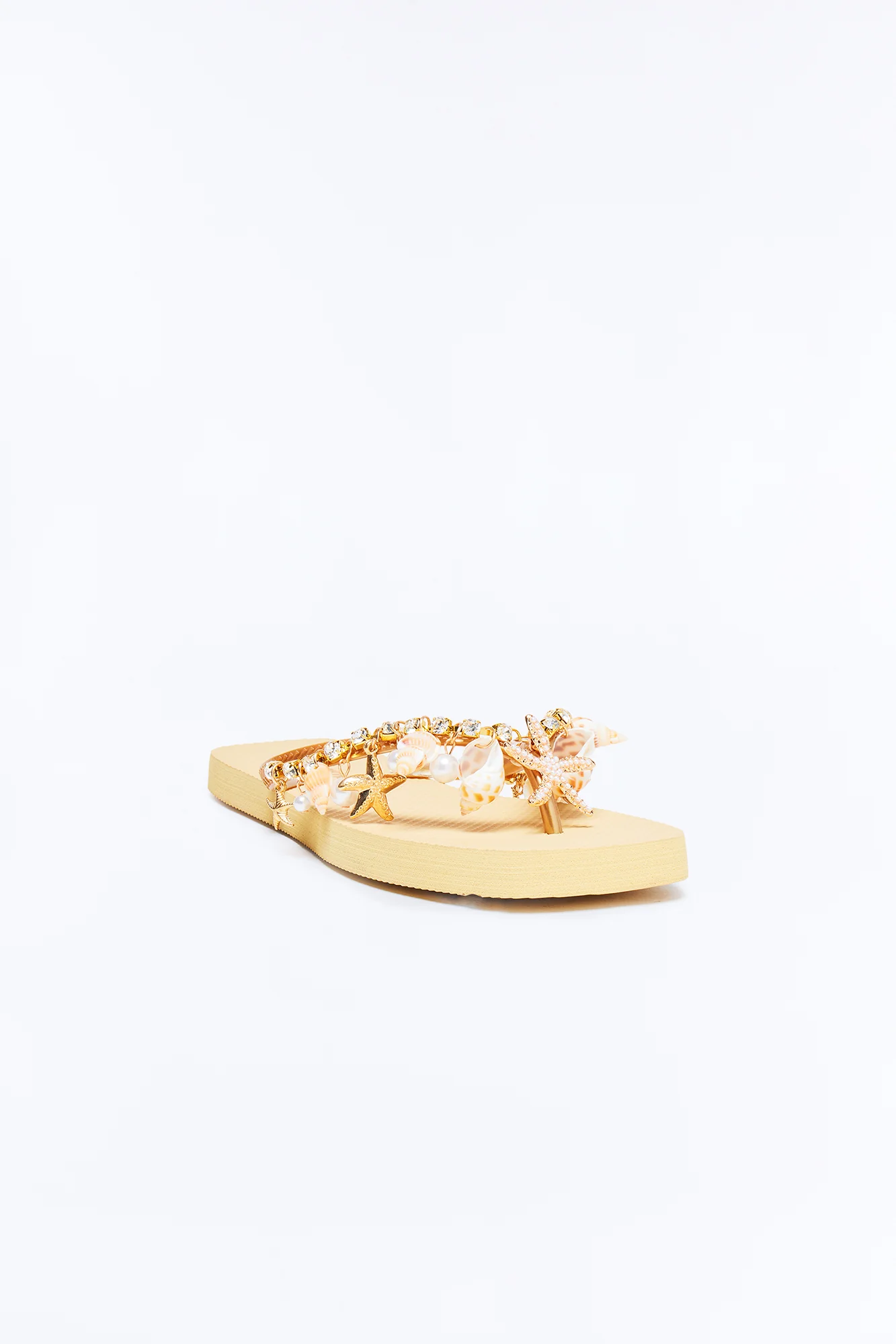 Sea Goddess Seashell Flip Flops - Gold - Image 2