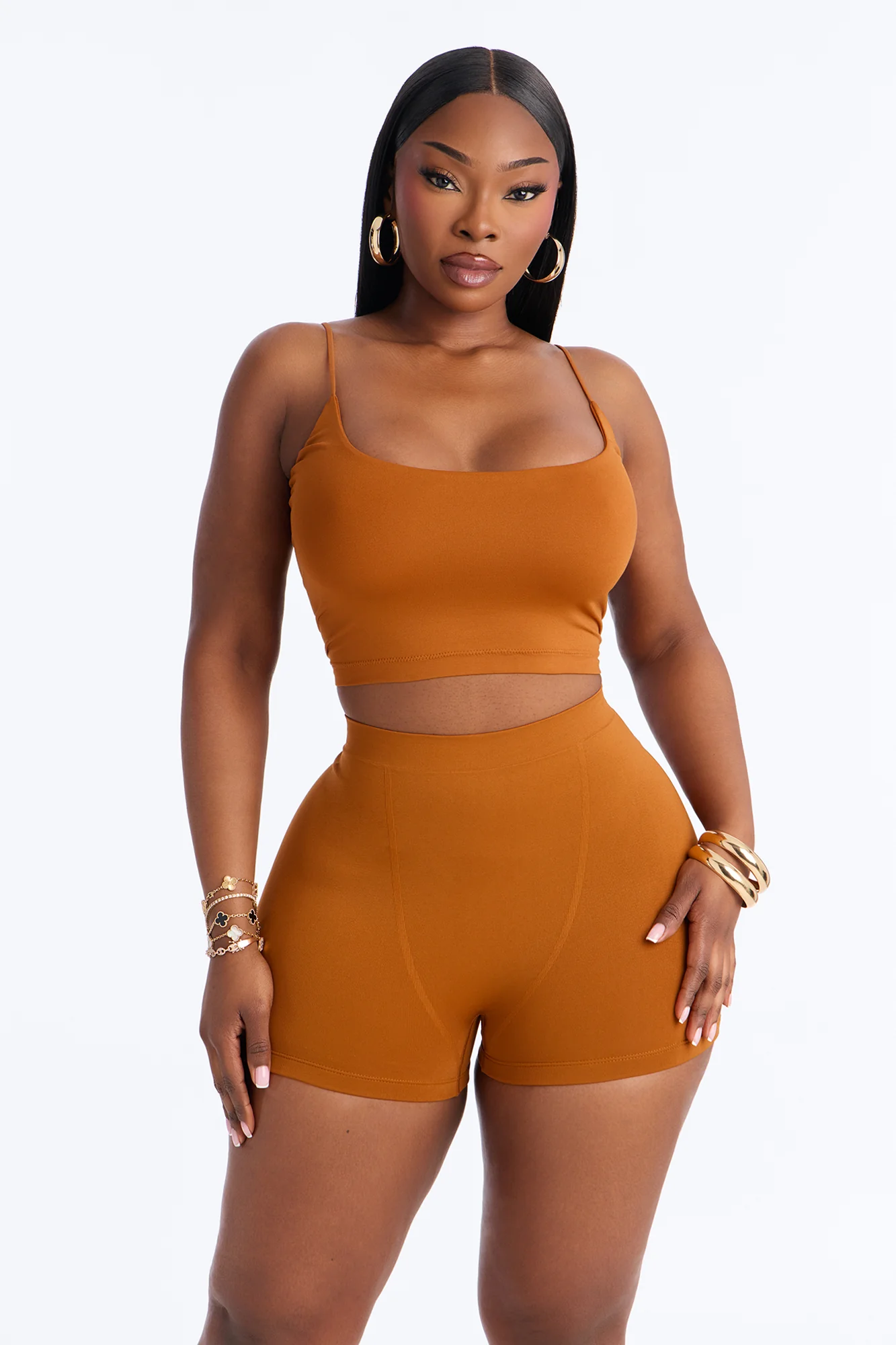Seamless Smooth Base Layer Double Lined Cami Crop Top - Copper - Image 5