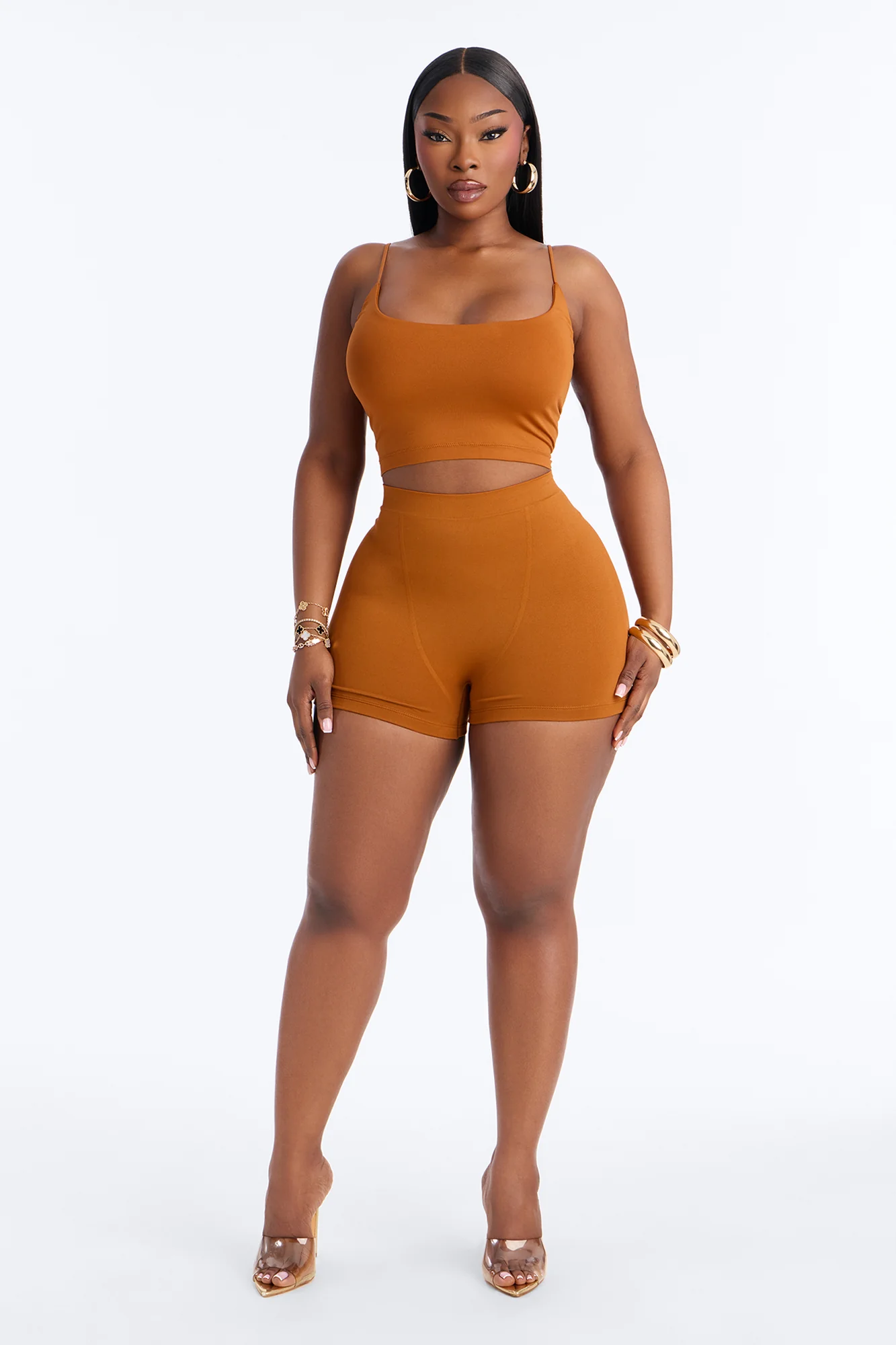 Seamless Smooth Base Layer Double Lined Cami Crop Top - Copper - Image 6