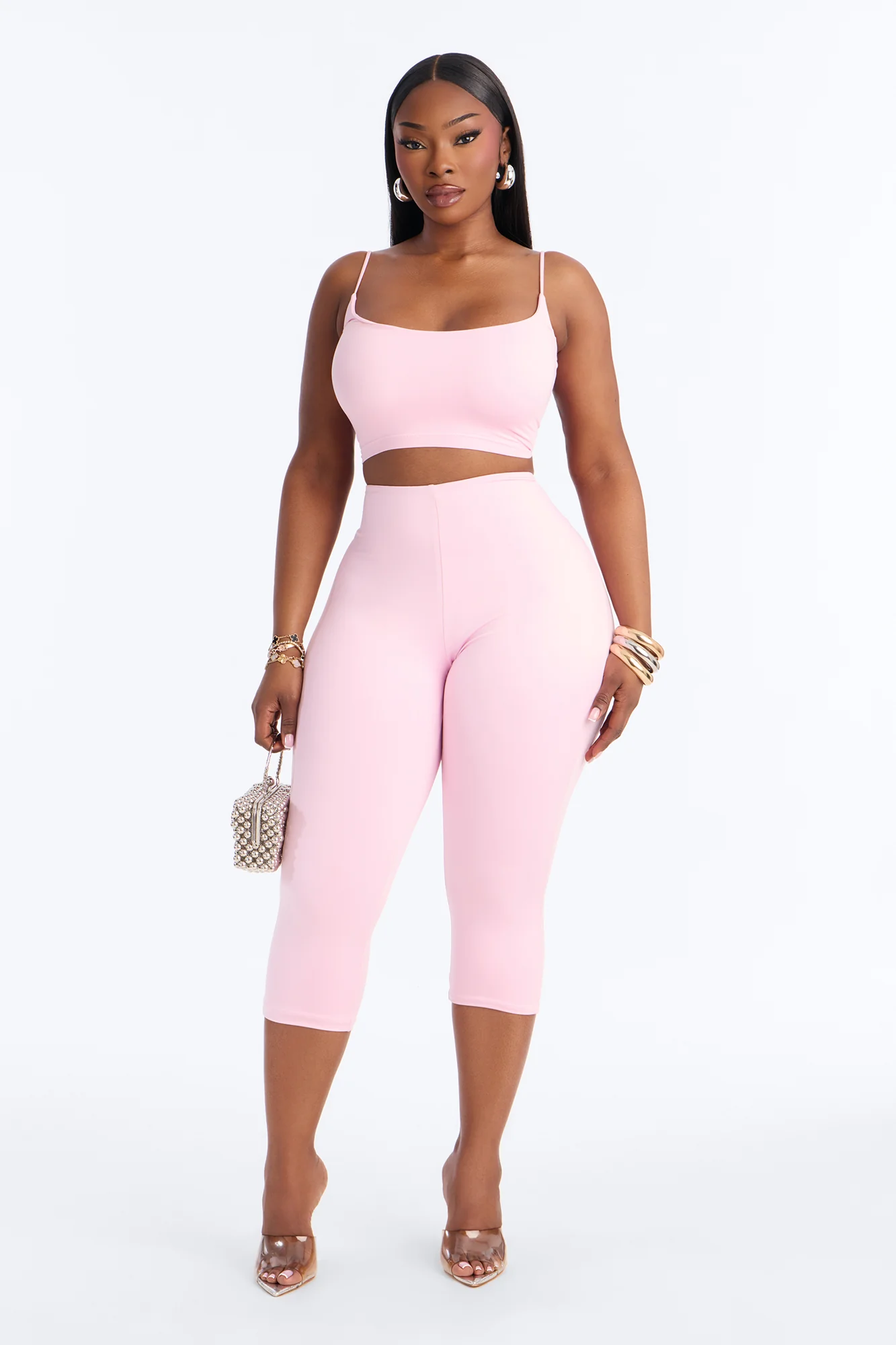 Seamless Smooth Base Layer Double Lined Cami Crop Top - Light Pink - Image 6